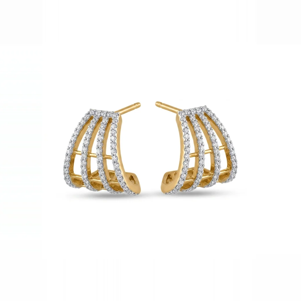 Adrienne Multi-Row Pavé Huggies, view 1 — House of Mina