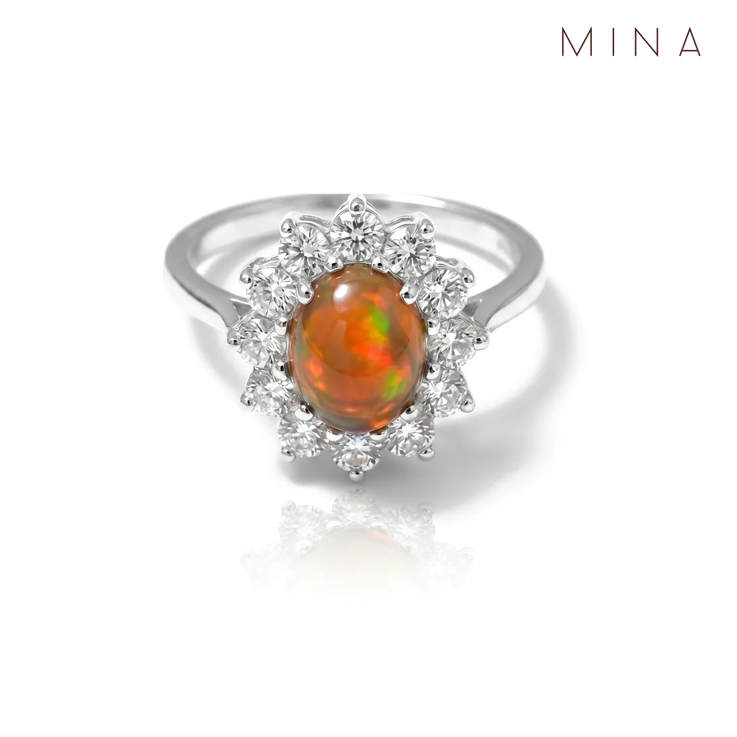 Alba Black Opal Ring, view 1 — House of Mina