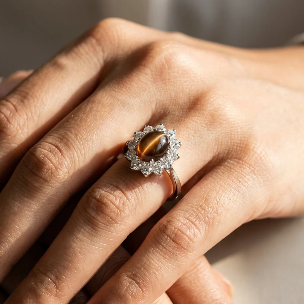 Alba Black Opal Ring, view 2 — House of Mina