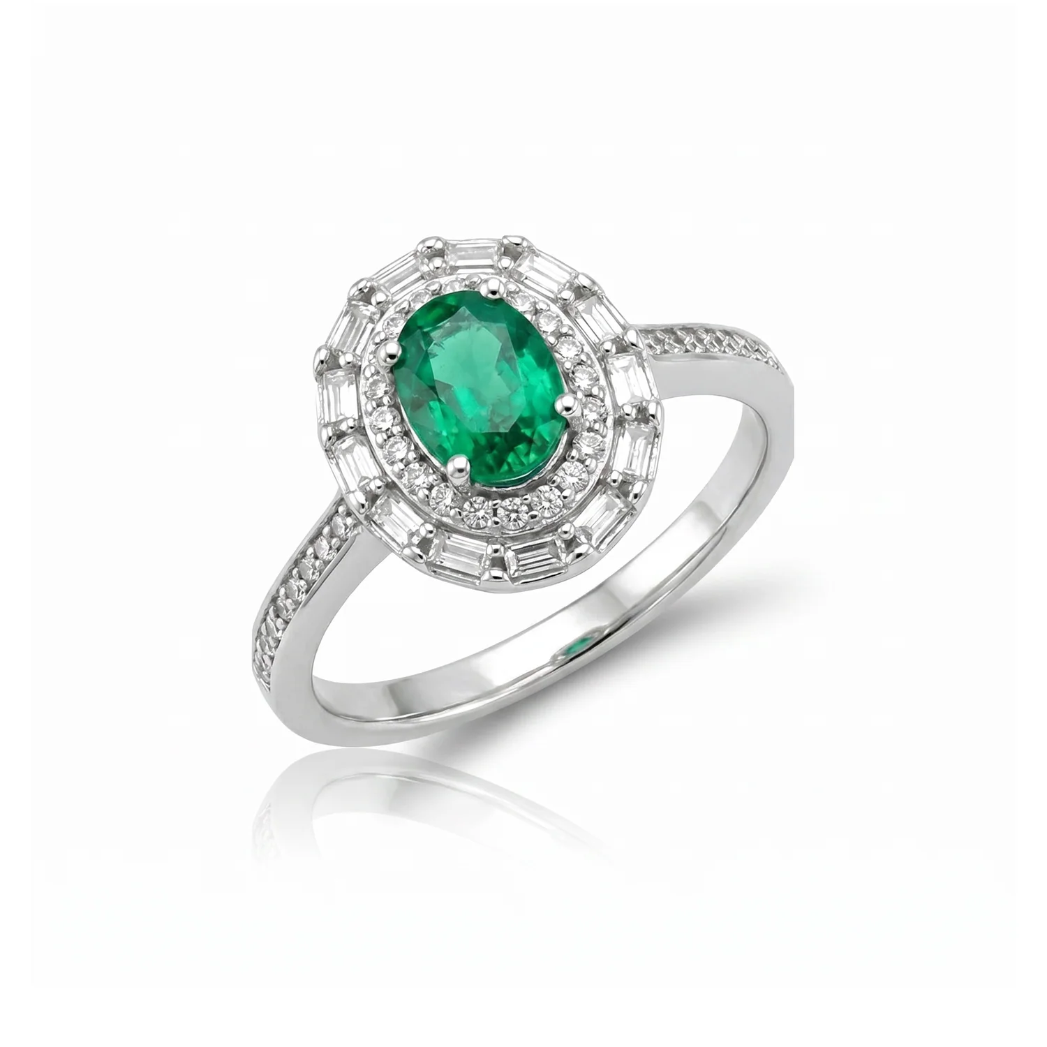 Oval Baguette Halo Ring
