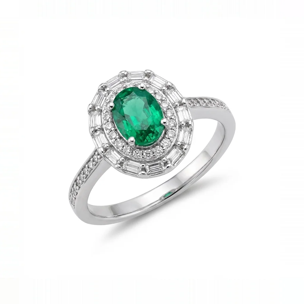 Oval Baguette Halo Ring