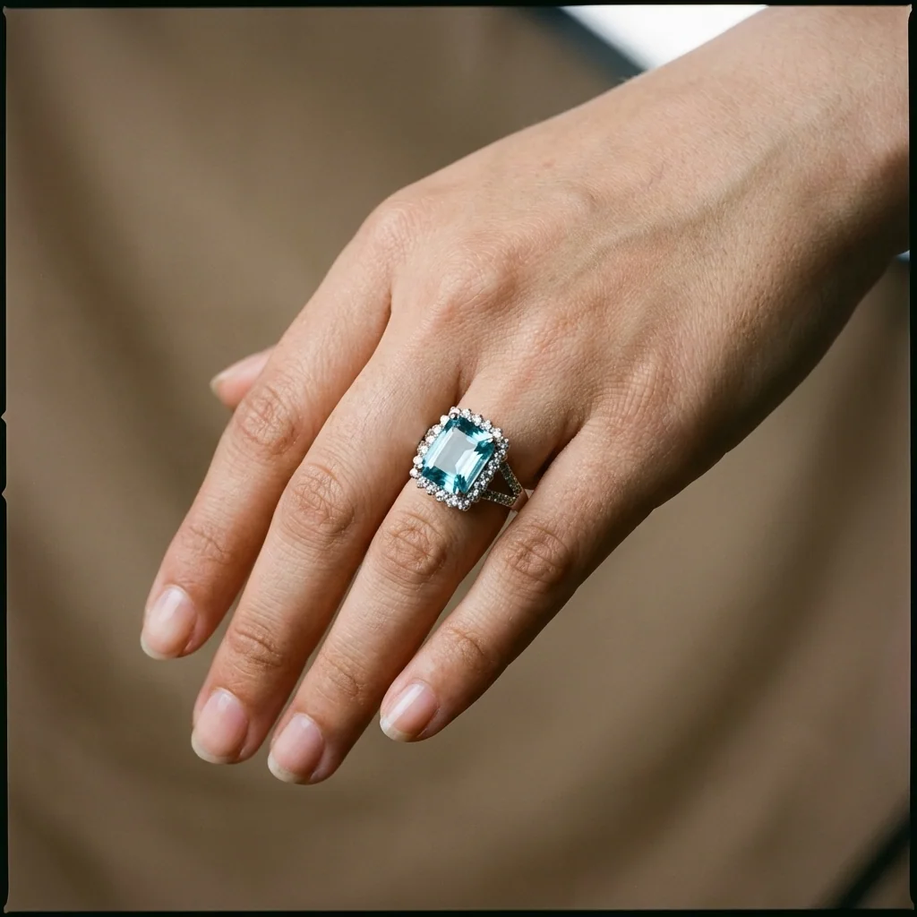 Azzura Emerald Cut Ring, view 2 — House of Mina