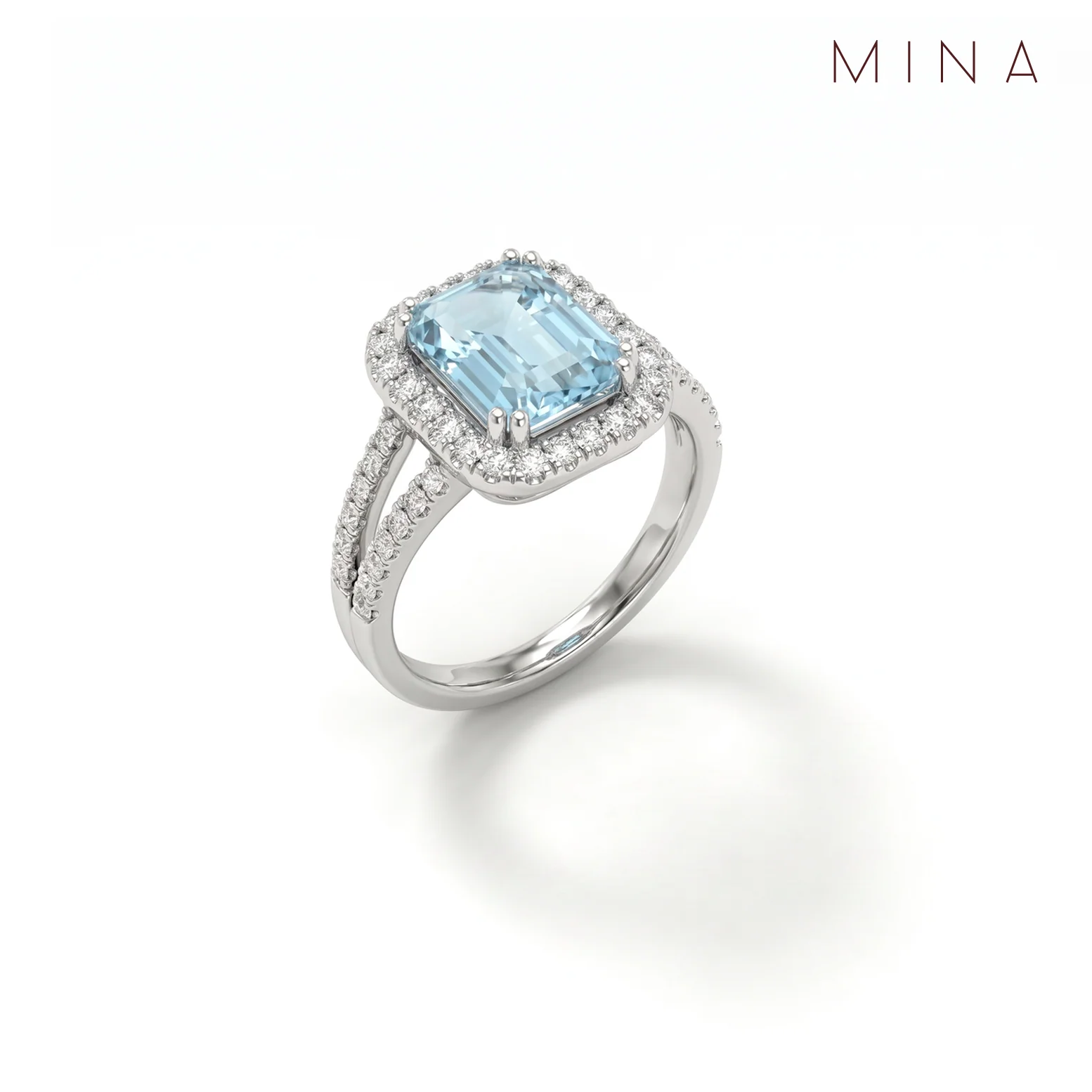 Azzura Emerald Cut Ring, view 4 — House of Mina
