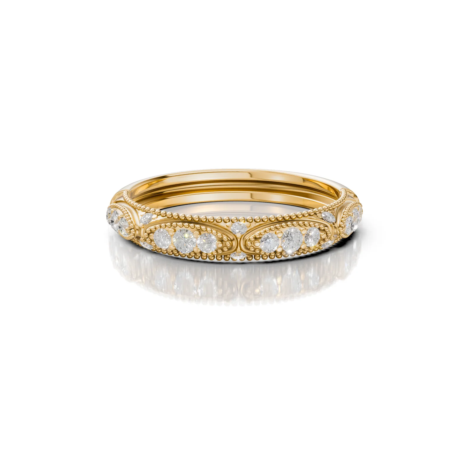 Beaded Milgrain Ring, view 2 — House of Mina