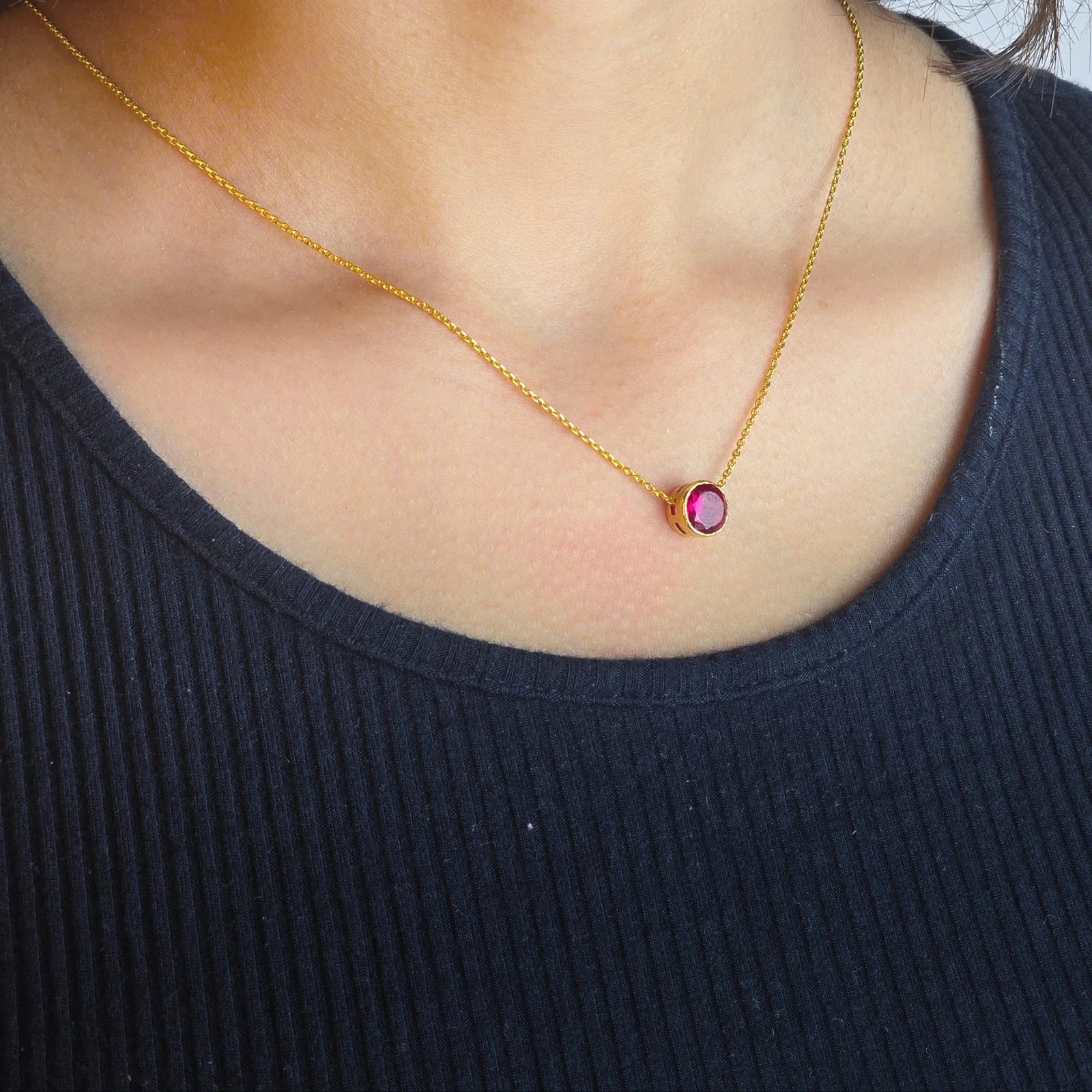 Birthstone Bezel Pendant, view 2 — House of Mina