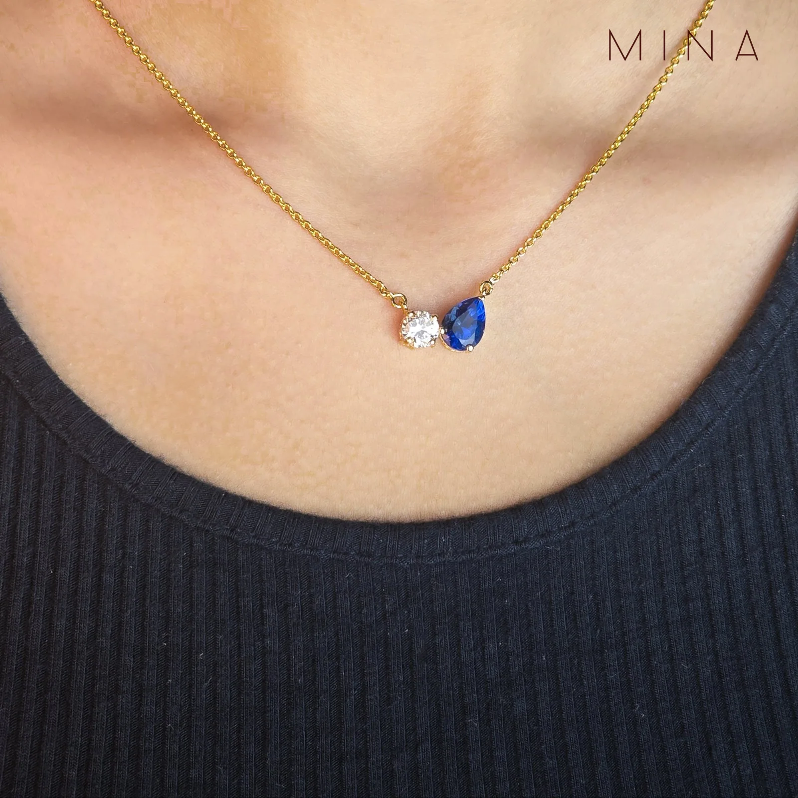 Birthstone Duo Pendant, view 2 — House of Mina