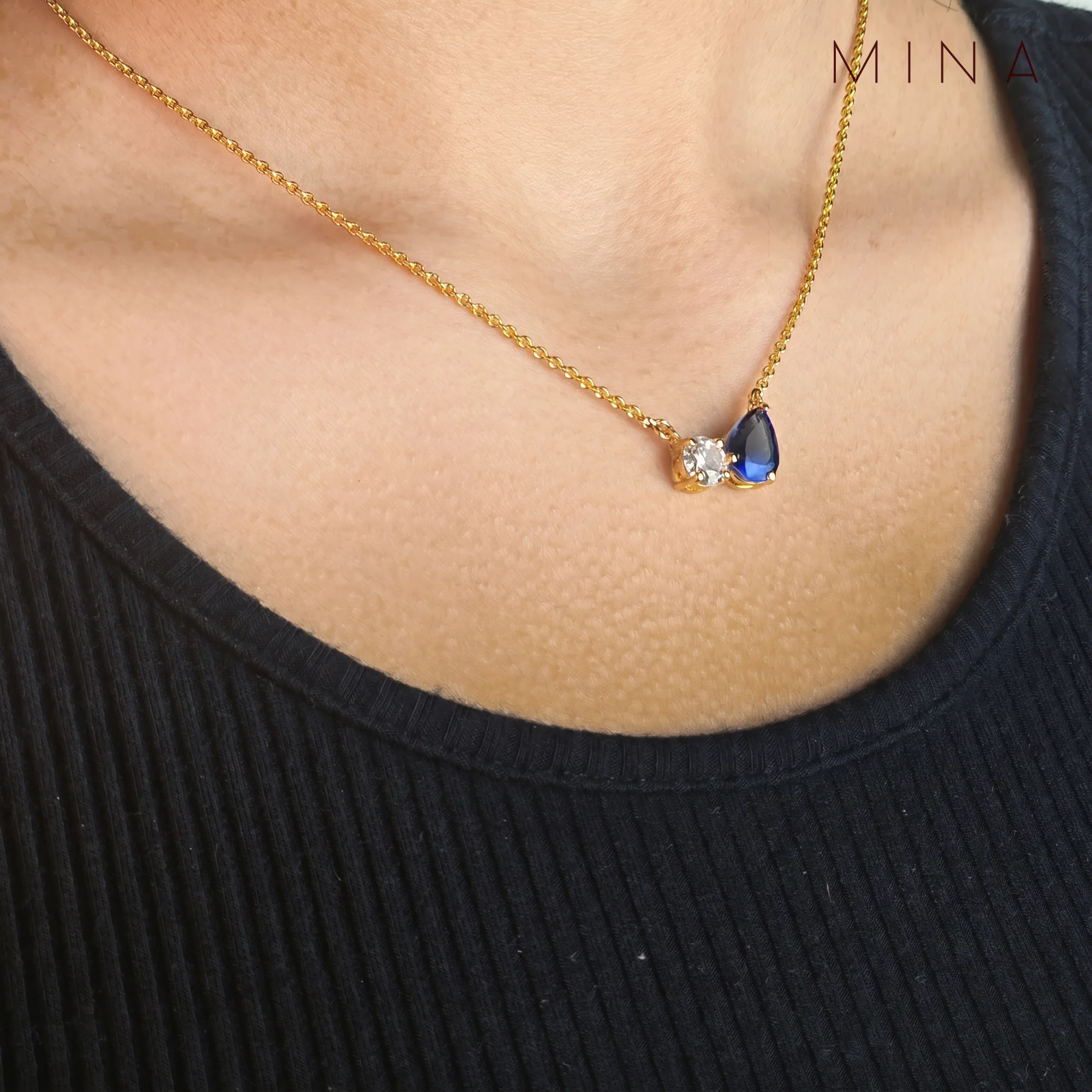 Birthstone Duo Pendant, view 3 — House of Mina