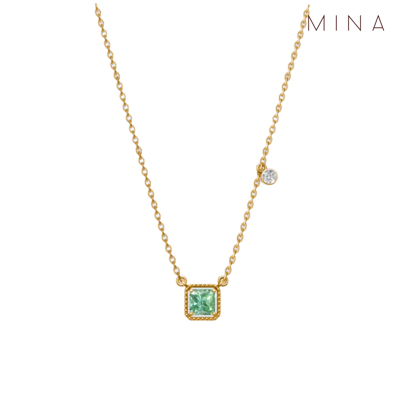 Birthstone Square Charm Pendant, view 10 — House of Mina