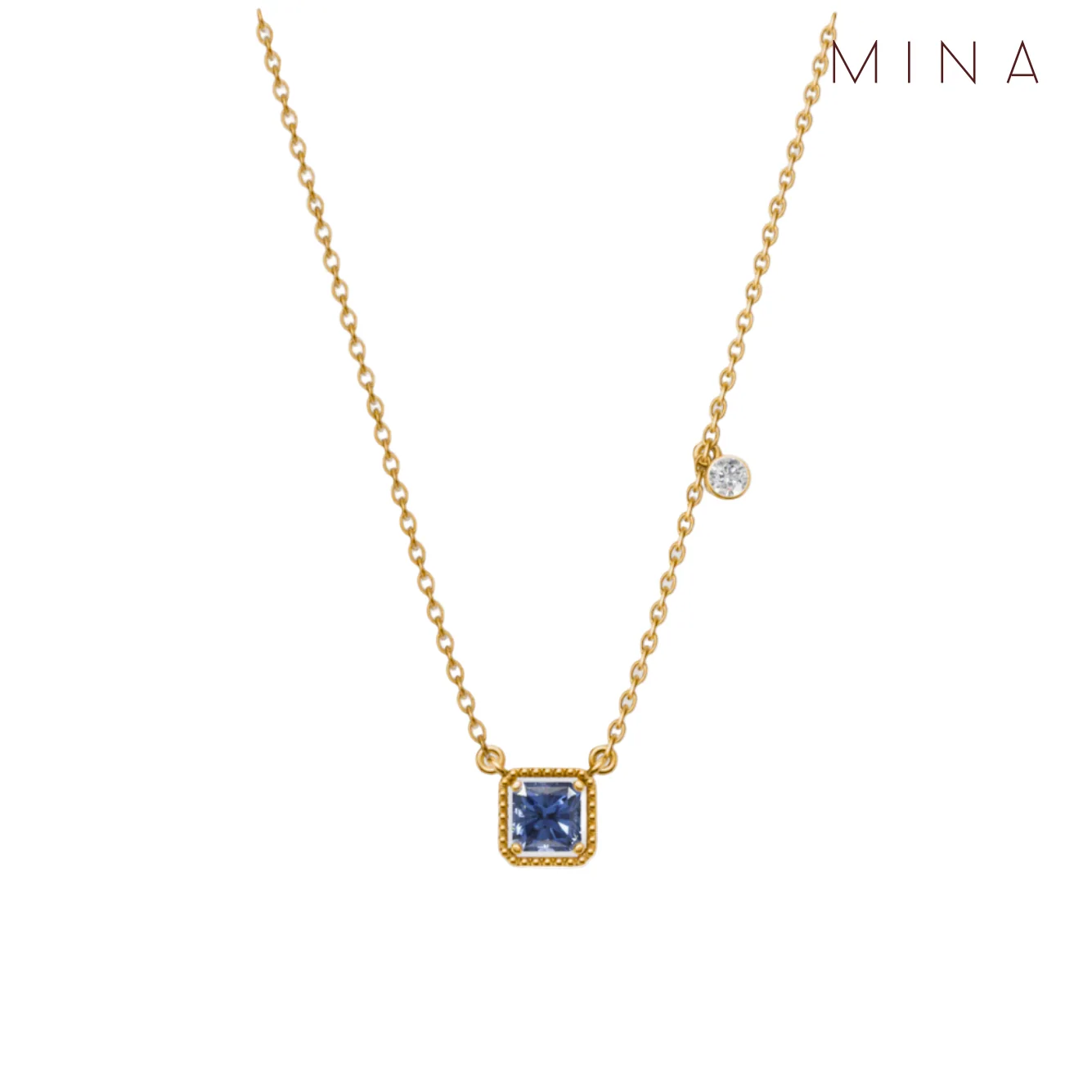 Birthstone Square Charm Pendant, view 11 — House of Mina