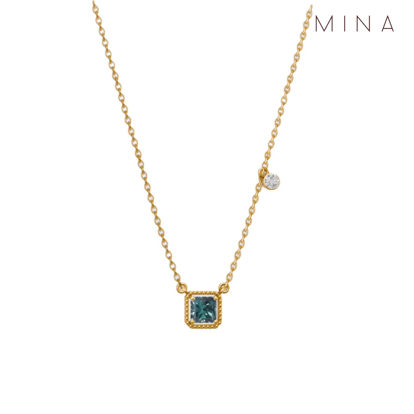 Birthstone Square Charm Pendant, view 15 — House of Mina