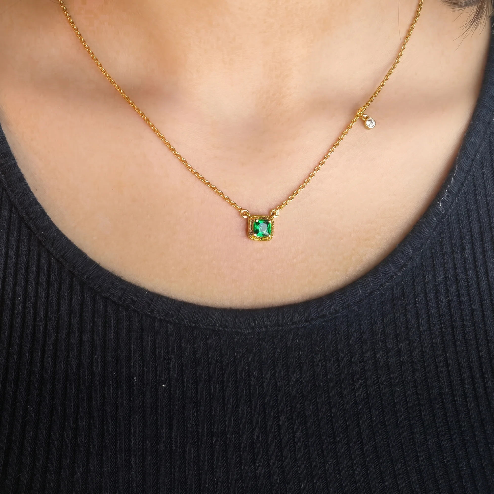 Birthstone Square Charm Pendant, view 2 — House of Mina