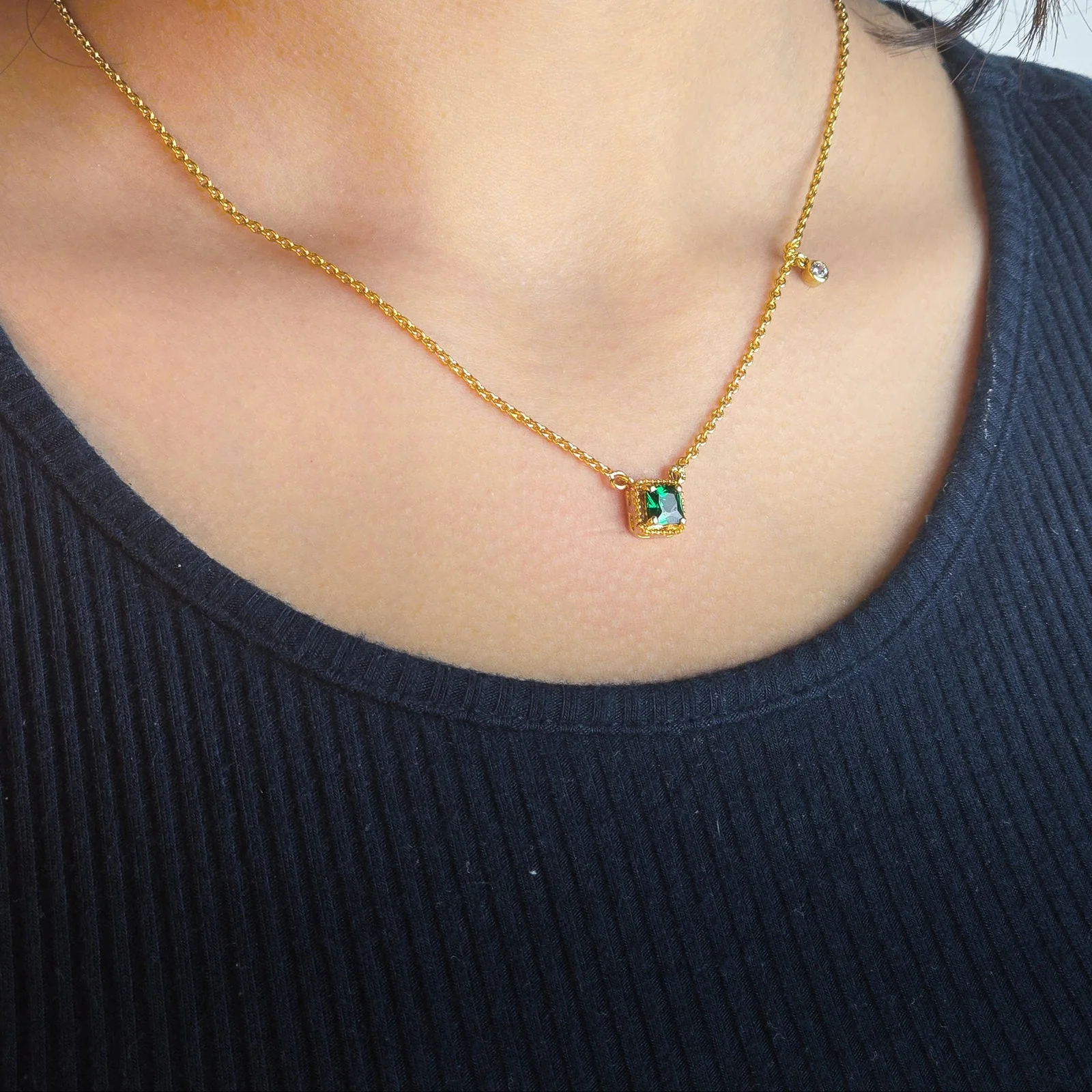 Birthstone Square Charm Pendant, view 3 — House of Mina