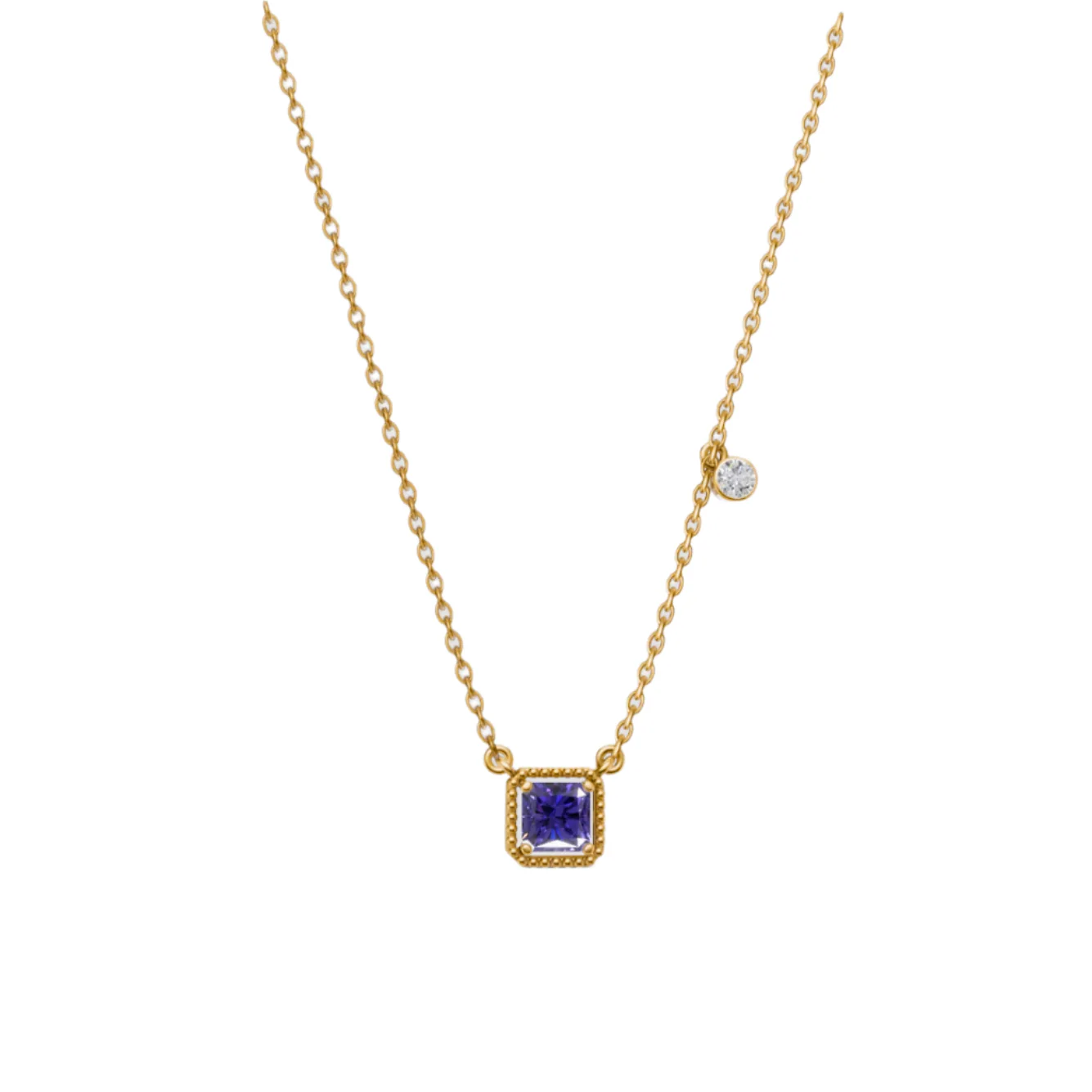 Birthstone Square Charm Pendant, view 4 — House of Mina