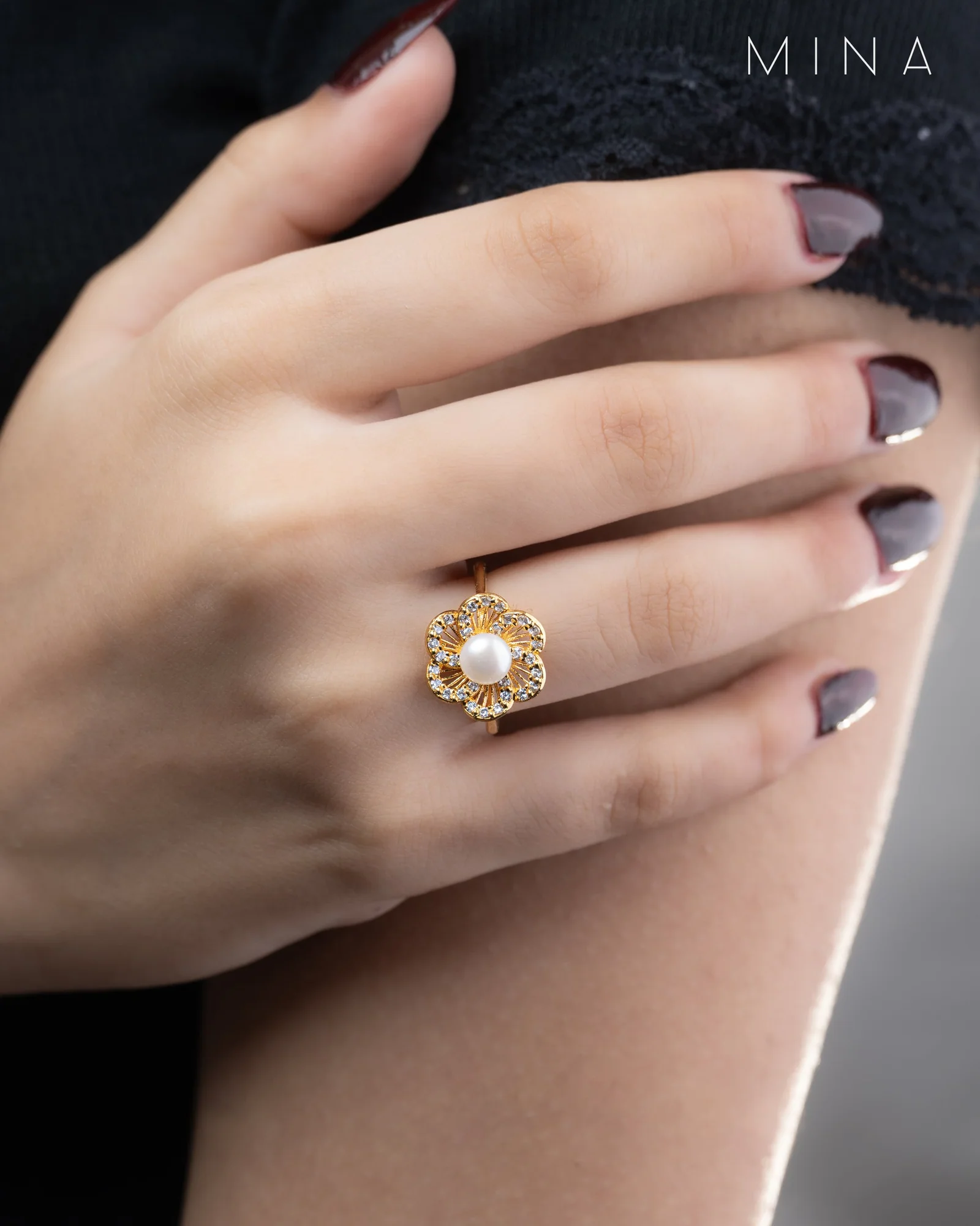Blossom Pearl Ring, view 3 — House of Mina