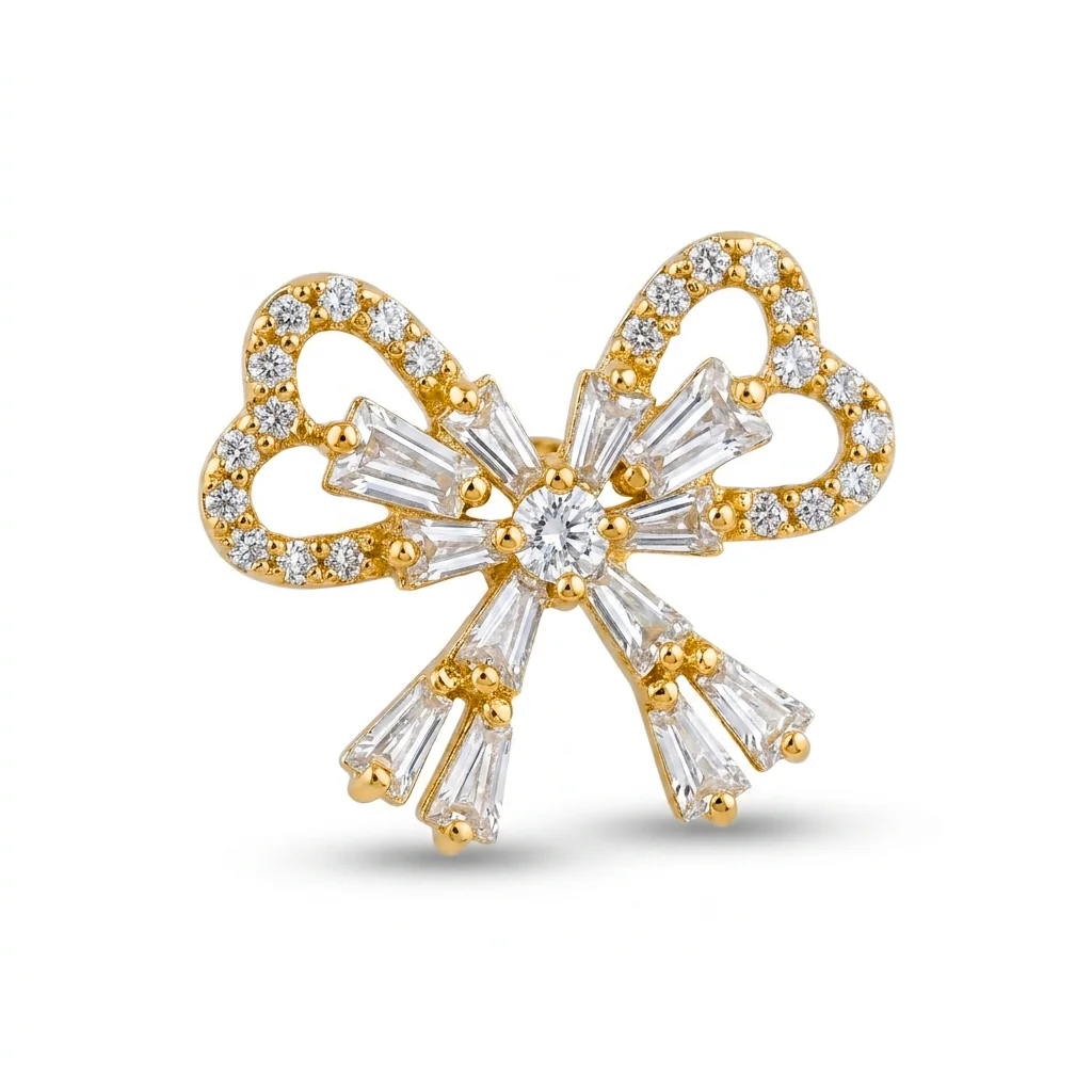 Brigitte Baguette Bow Studs, view 1 — House of Mina