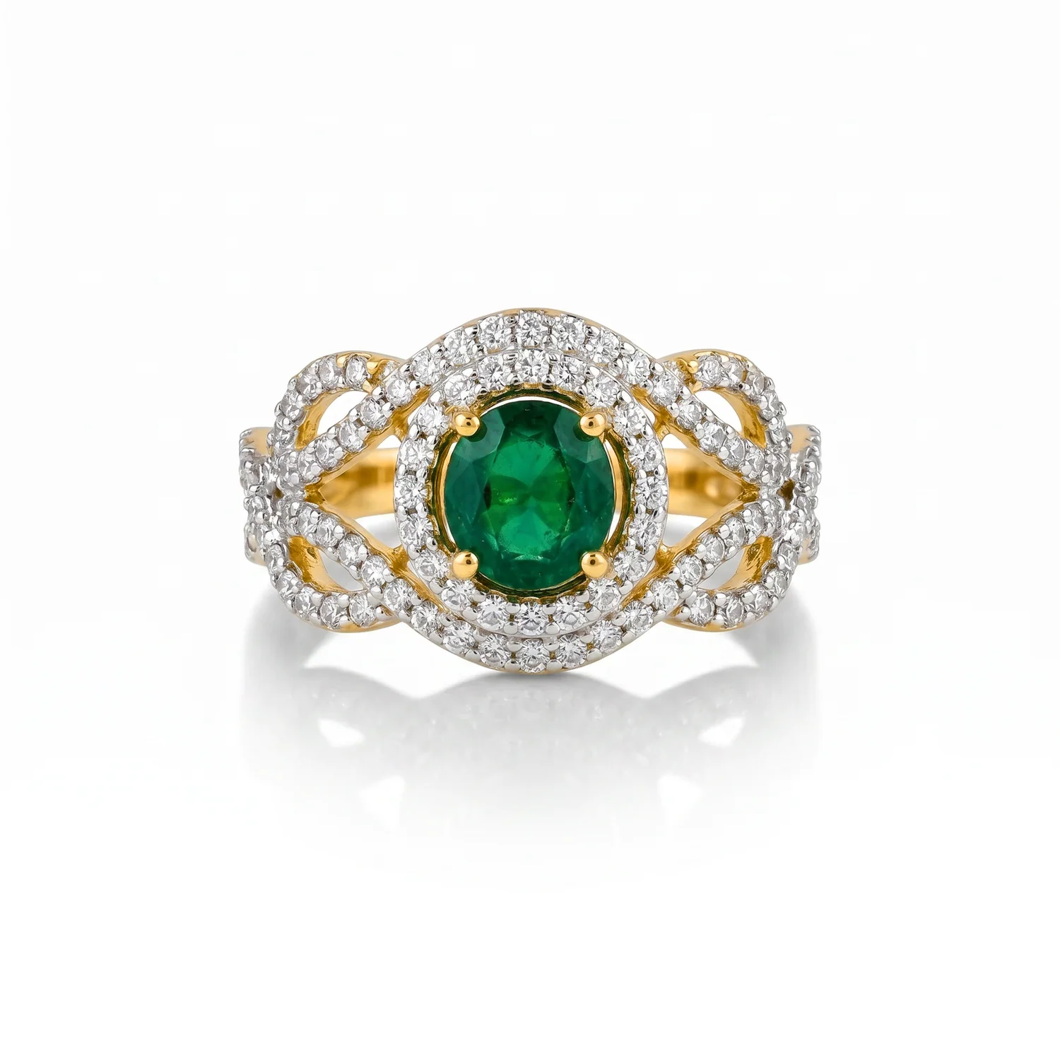 Oval Woven Halo Ring, view 2 — House of Mina