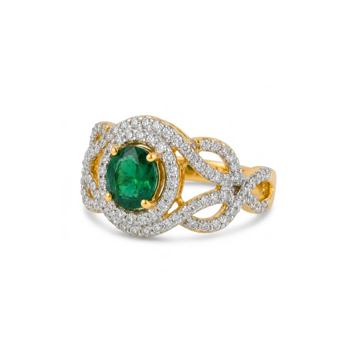 Oval Woven Halo Ring, view 4 — House of Mina