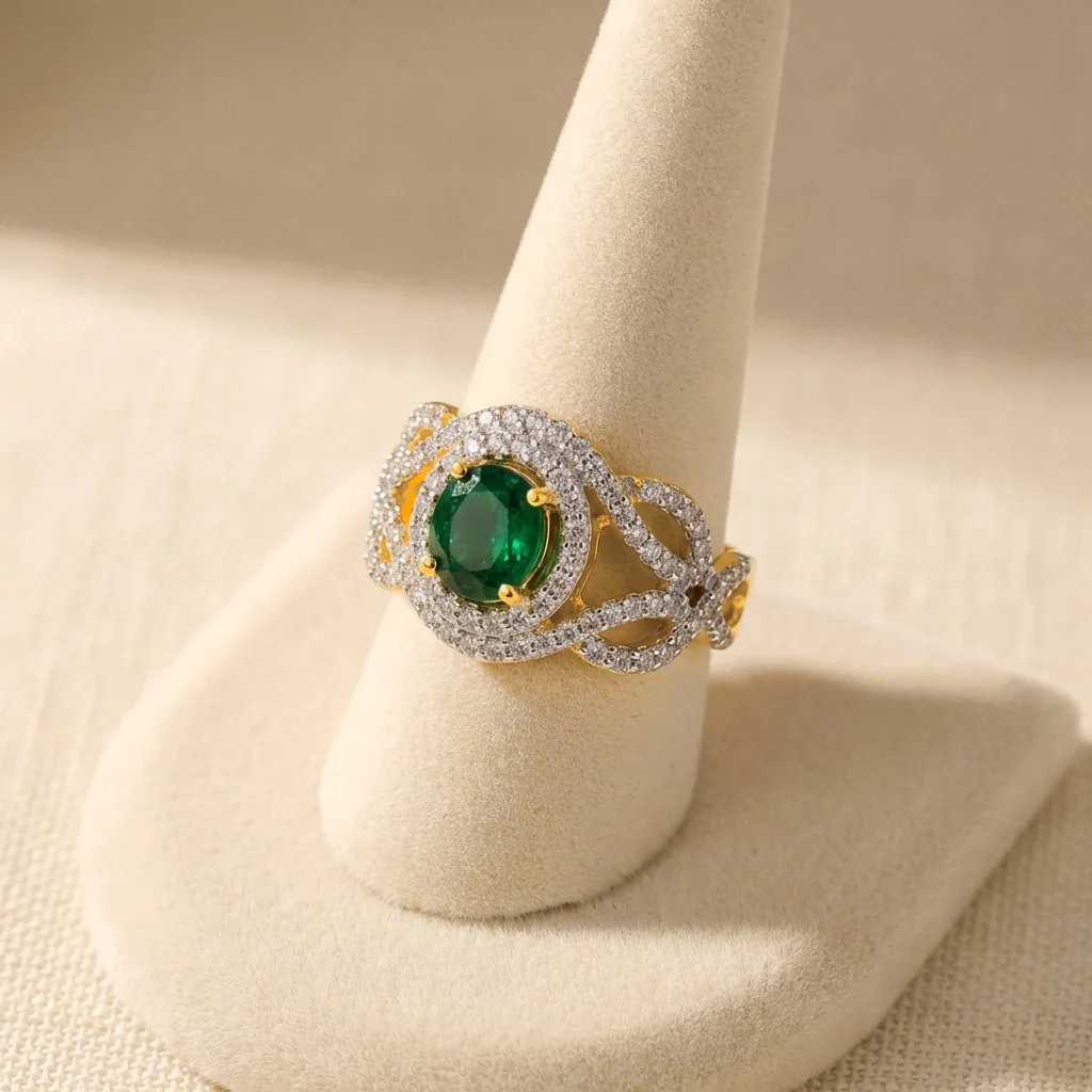 Oval Woven Halo Ring, view 5 — House of Mina