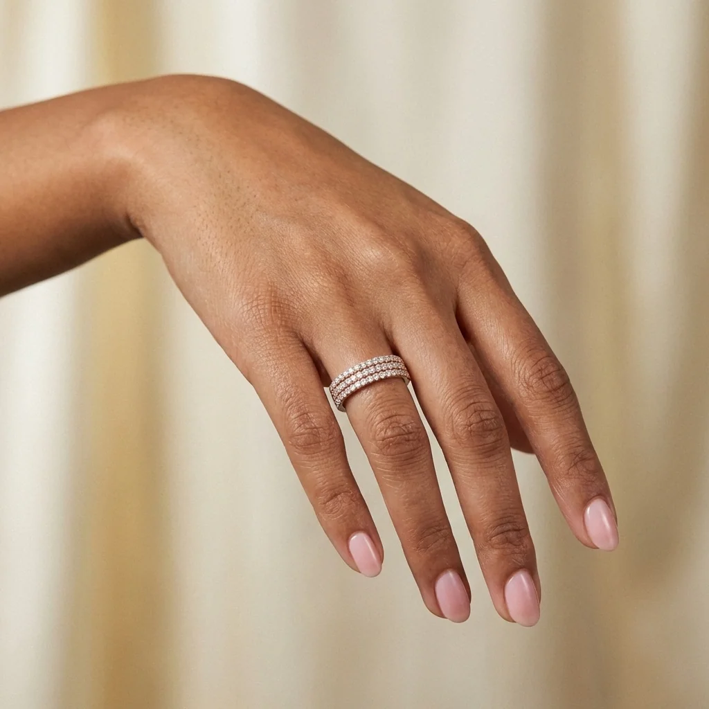 Camille Triple-Row Pavé Band, view 2 — House of Mina