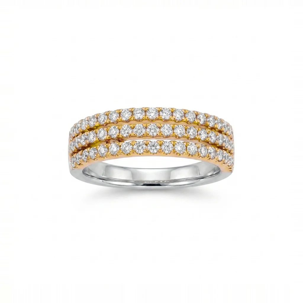 Camille Triple-Row Pavé Band, view 4 — House of Mina