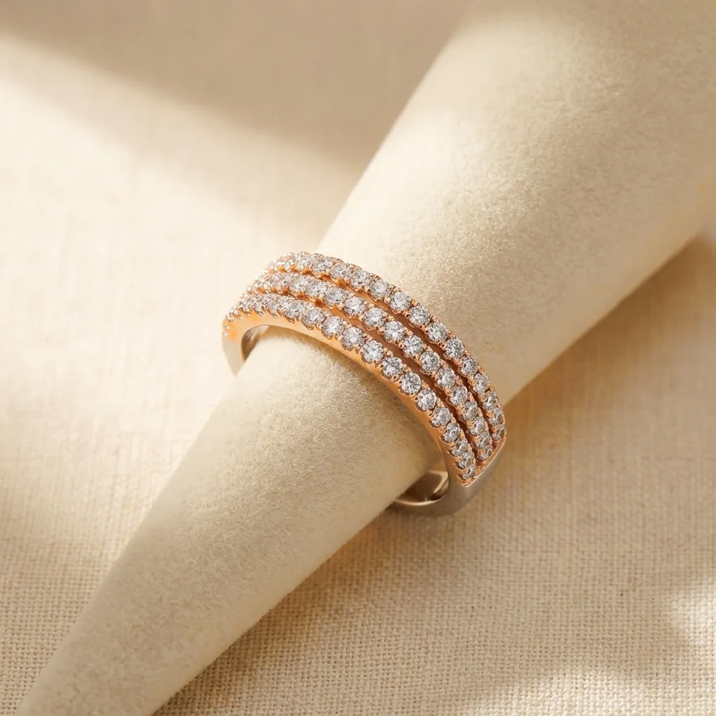 Camille Triple-Row Pavé Band, view 5 — House of Mina