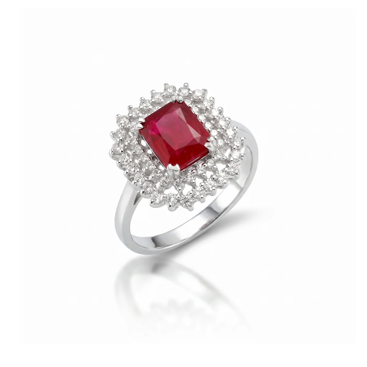 Carmine Halo Ring, view 1 — House of Mina