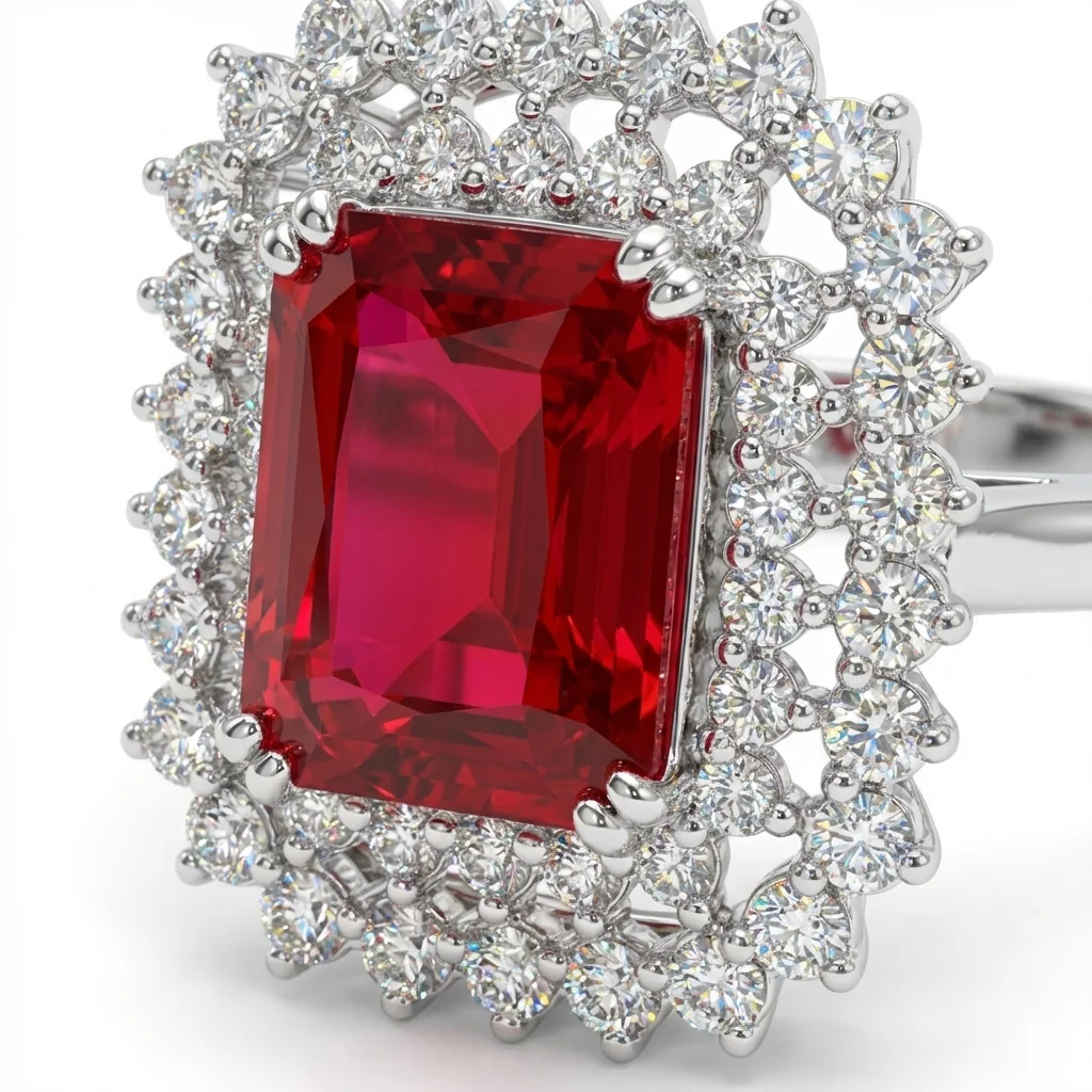 Carmine Halo Ring, view 4 — House of Mina