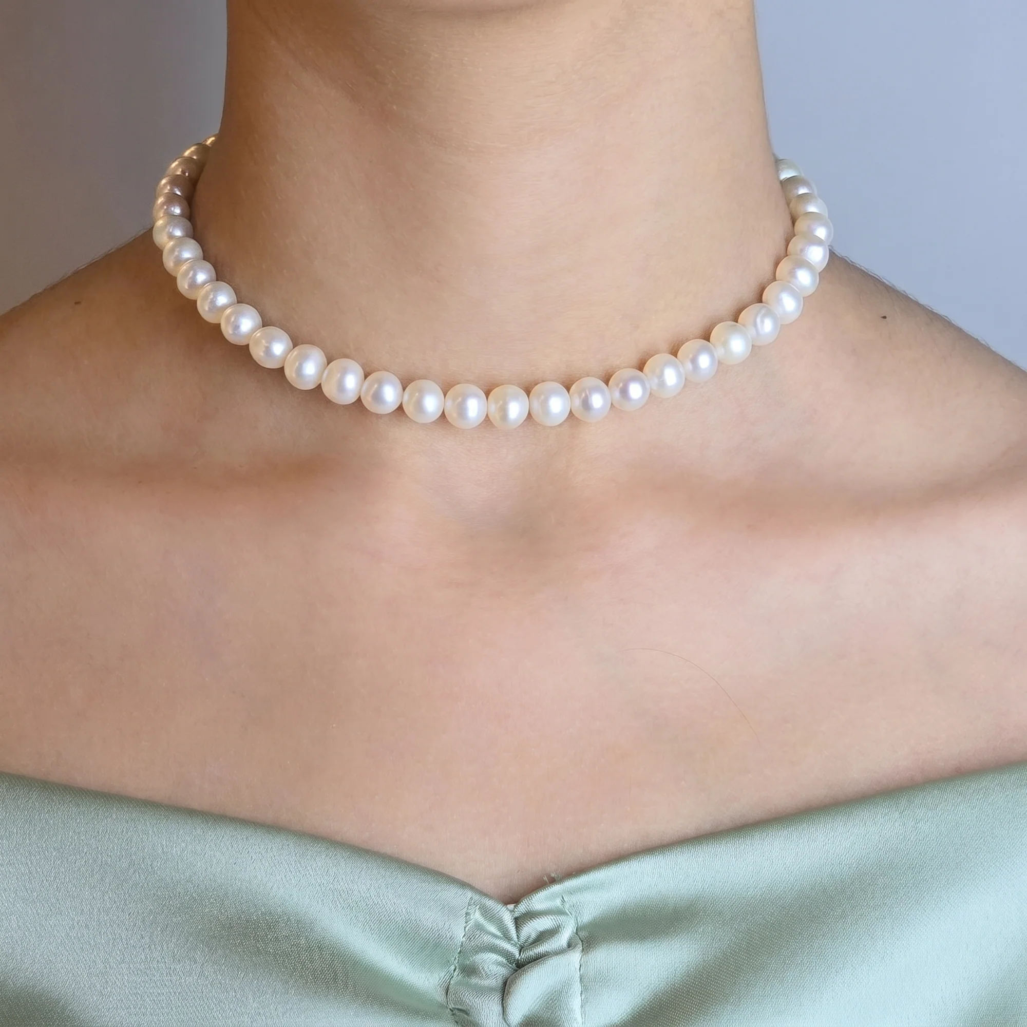 Classic Pearl Choker, view 2 — House of Mina