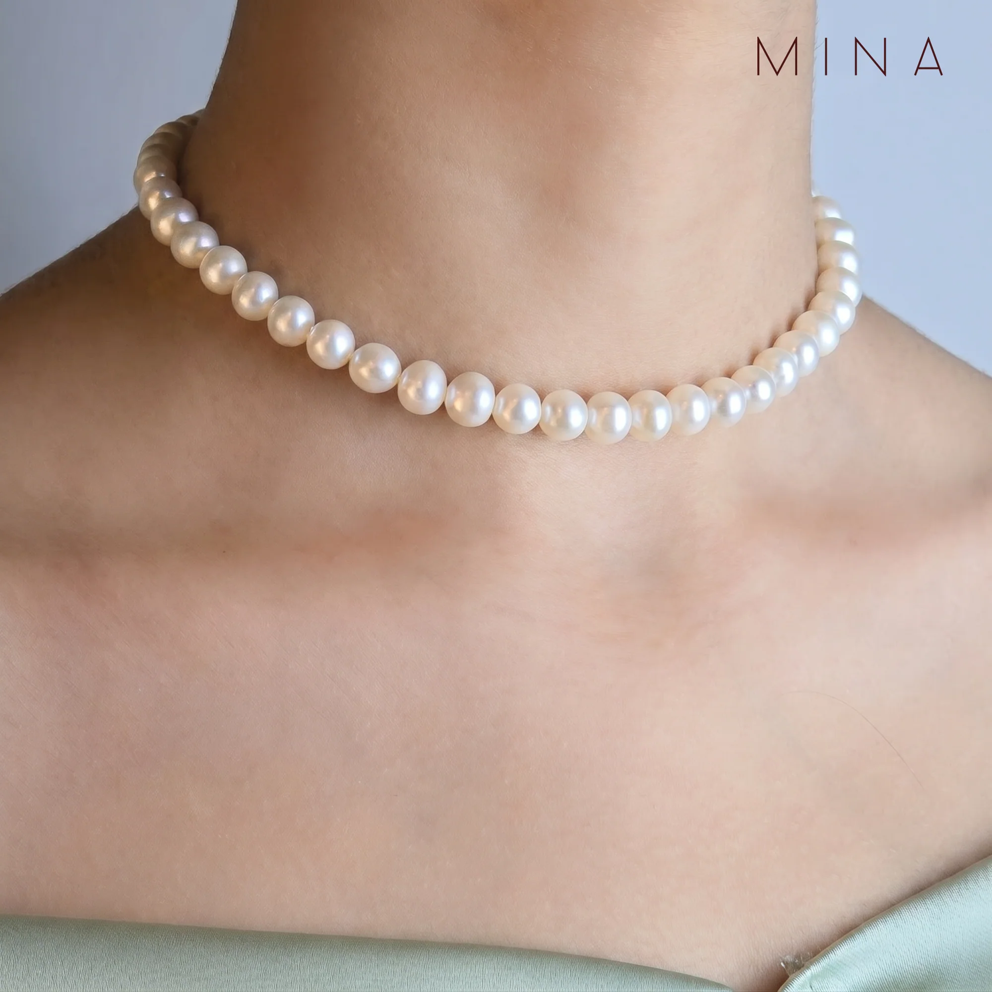 Classic Pearl Choker, view 4 — House of Mina