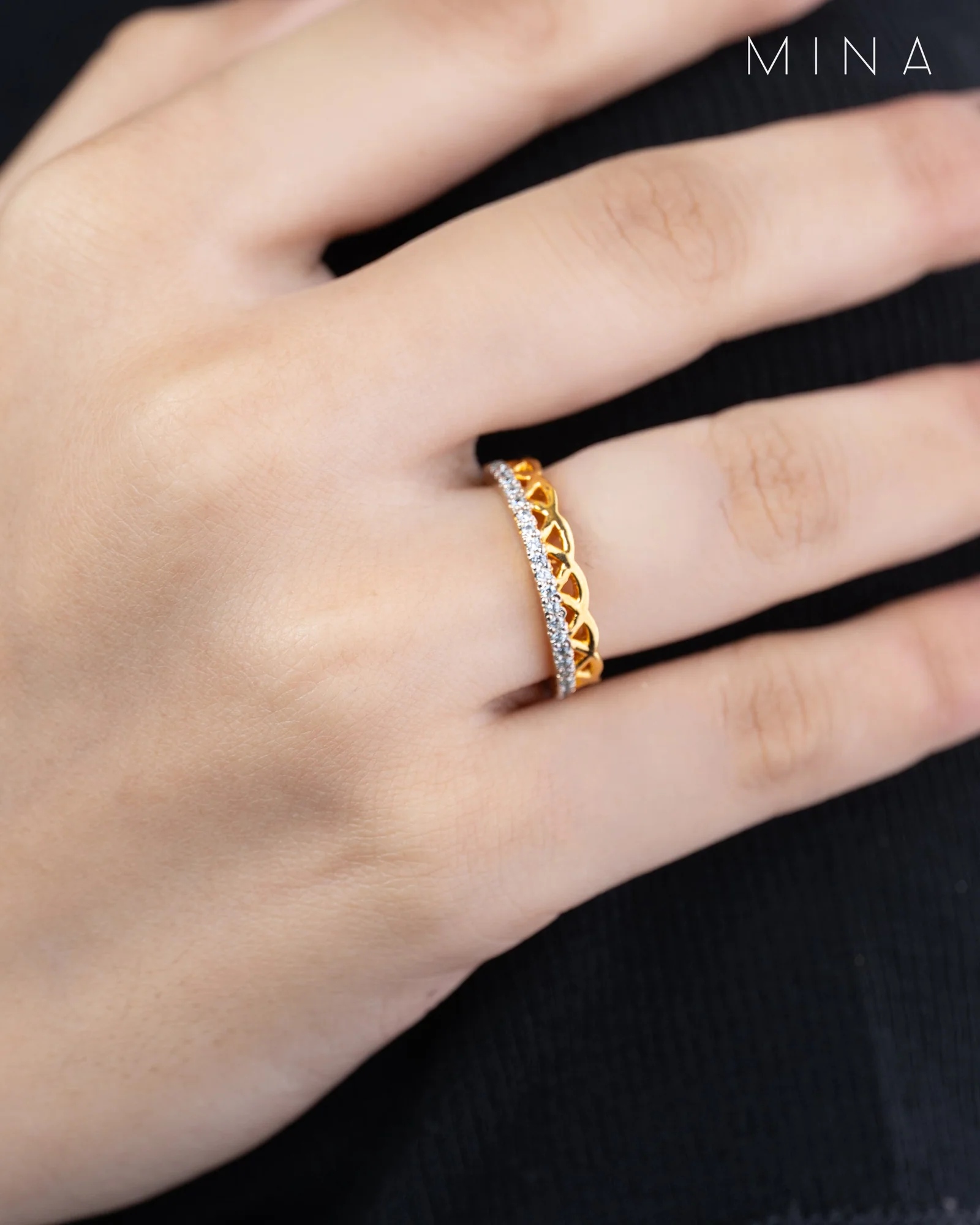 Coronet Pave Band, view 2 — House of Mina