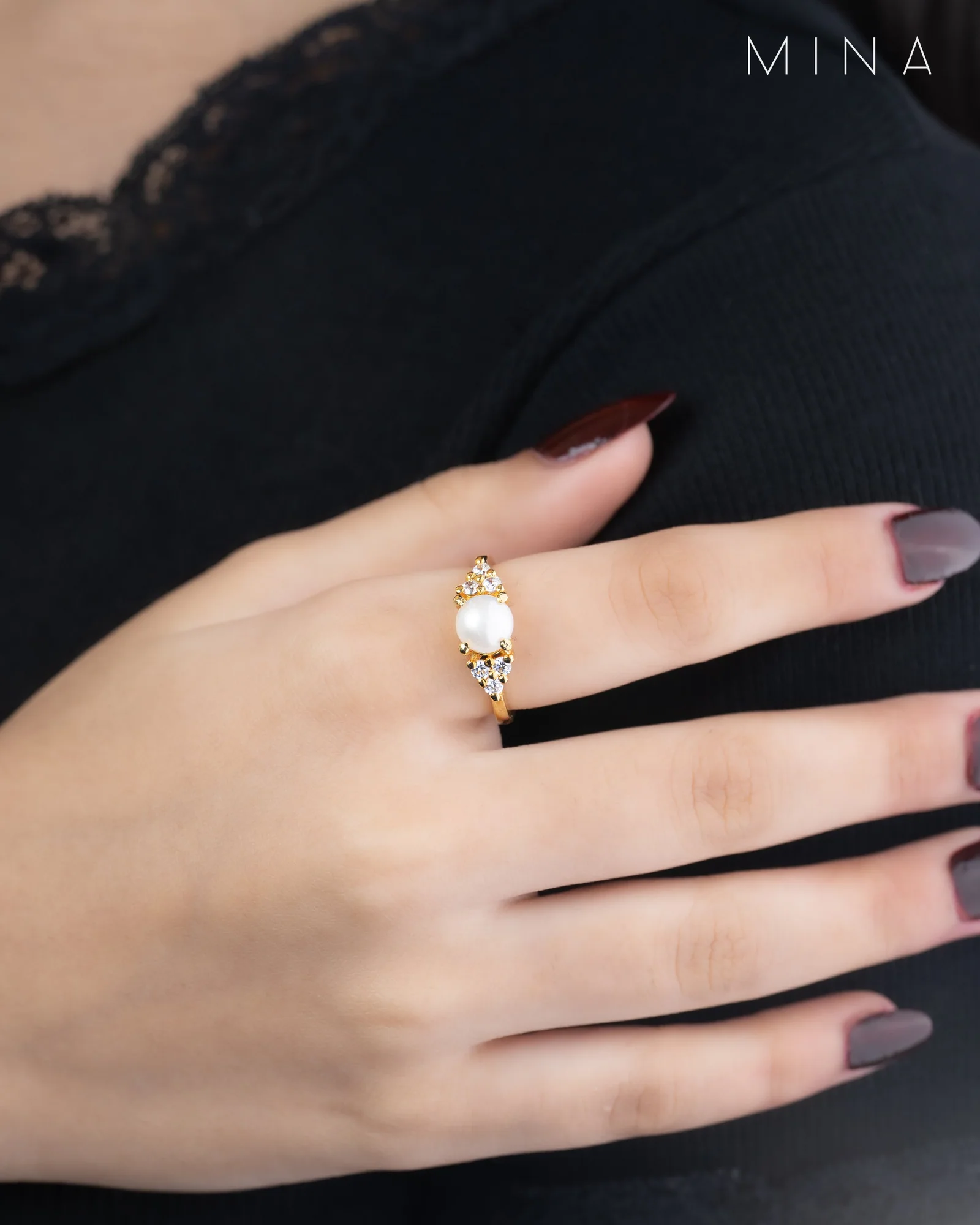 Cosette Pearl Ring, view 3 — House of Mina