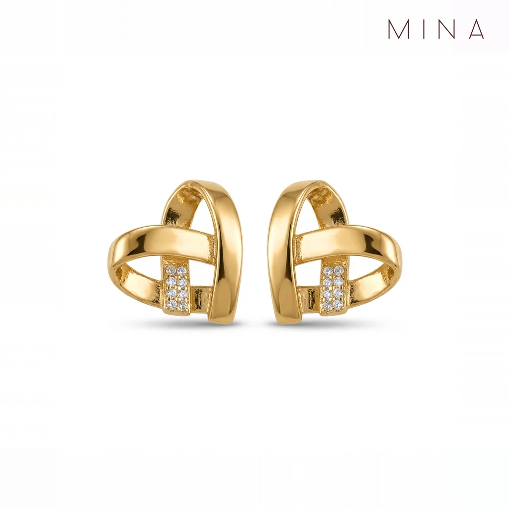 Cross-Heart Studs, view 1 — House of Mina