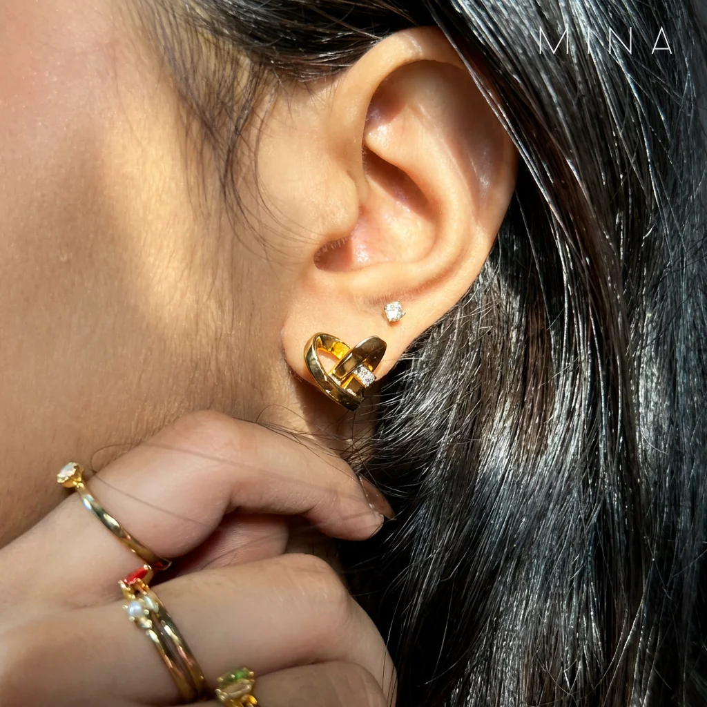 Cross-Heart Studs, view 2 — House of Mina