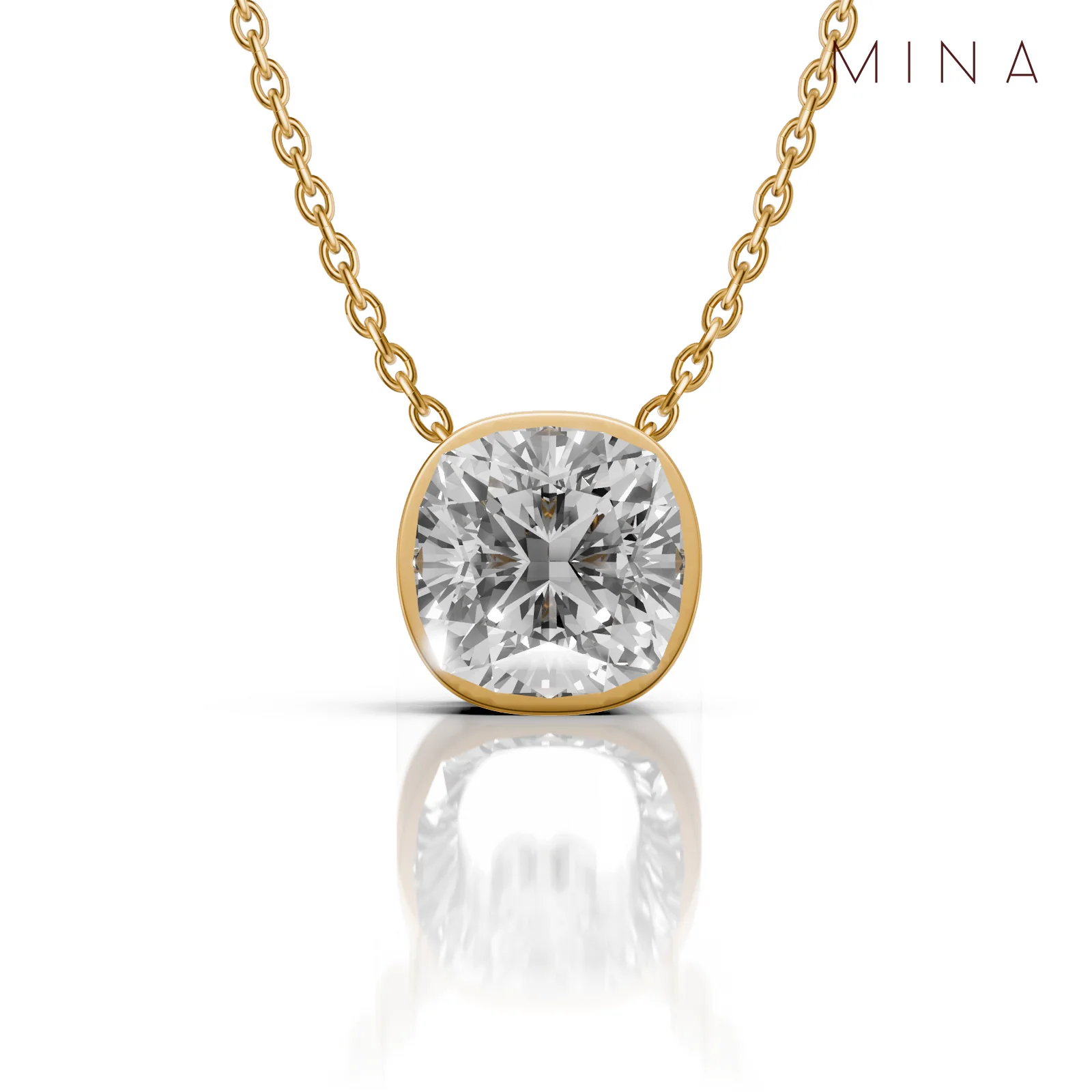 Cushion Cut Moissanite Pendant Necklace, view 1 — House of Mina