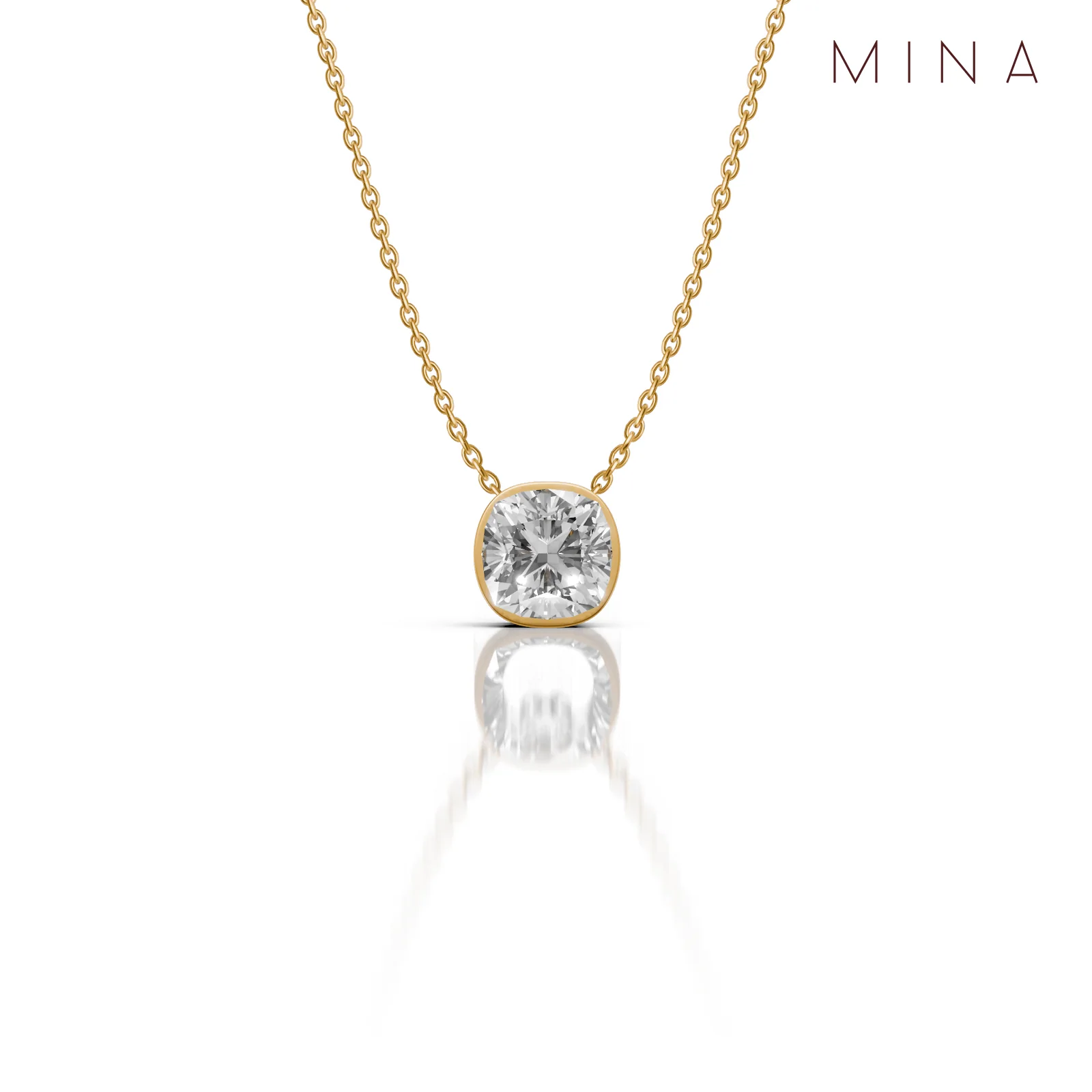 Cushion Cut Moissanite Pendant Necklace, view 3 — House of Mina