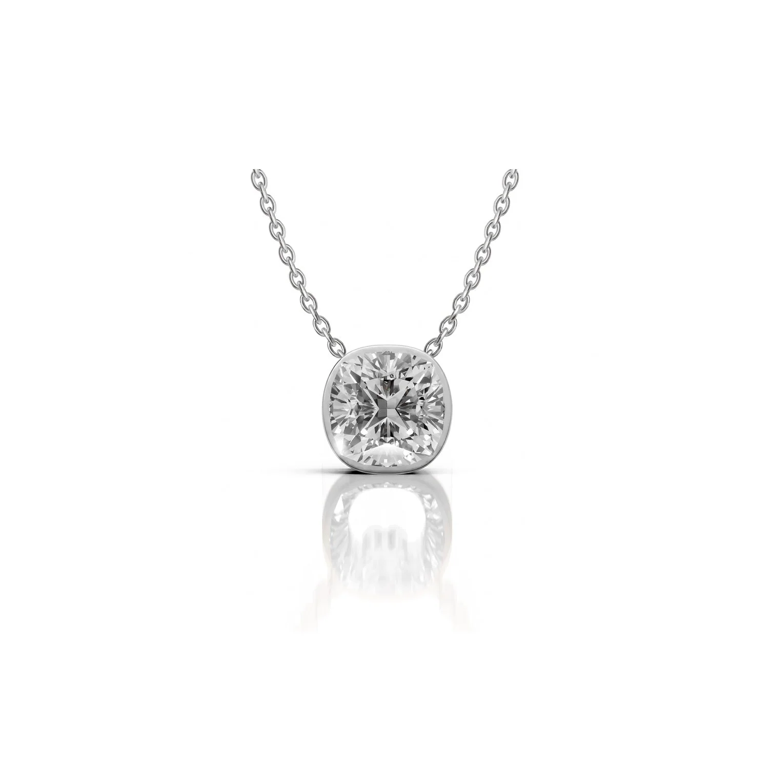 Cushion Cut Moissanite Pendant Necklace, view 5 — House of Mina
