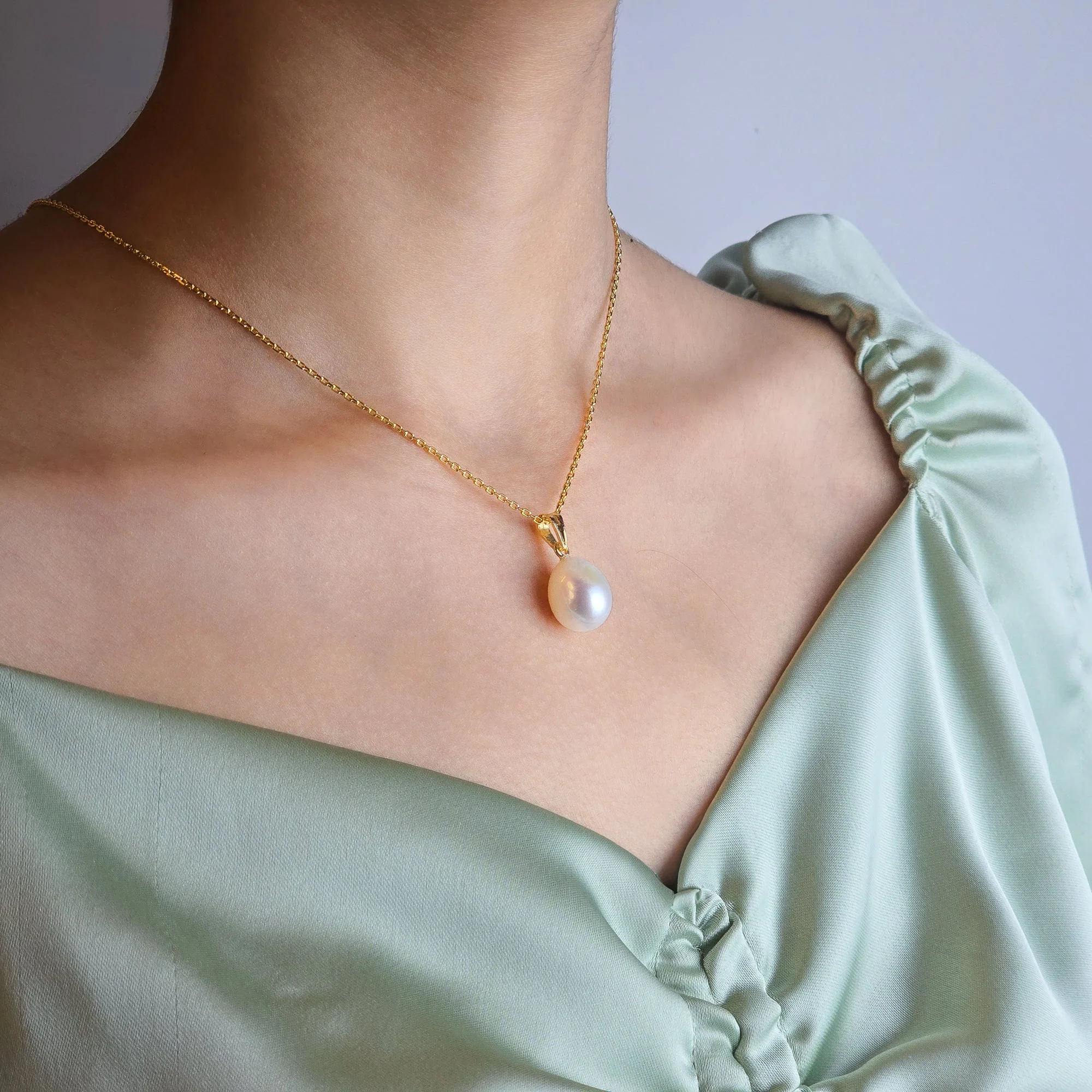 Drop Pearl Pendant, view 2 — House of Mina