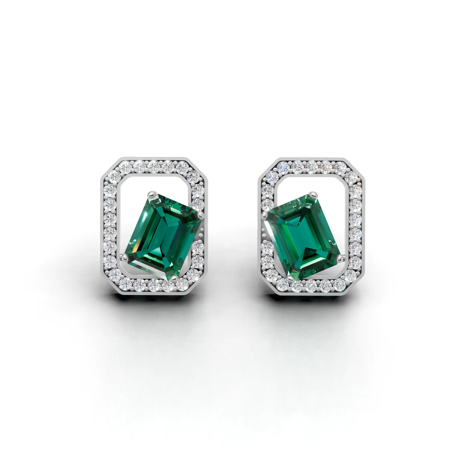 Elara Emerald Studs, view 1 — House of Mina