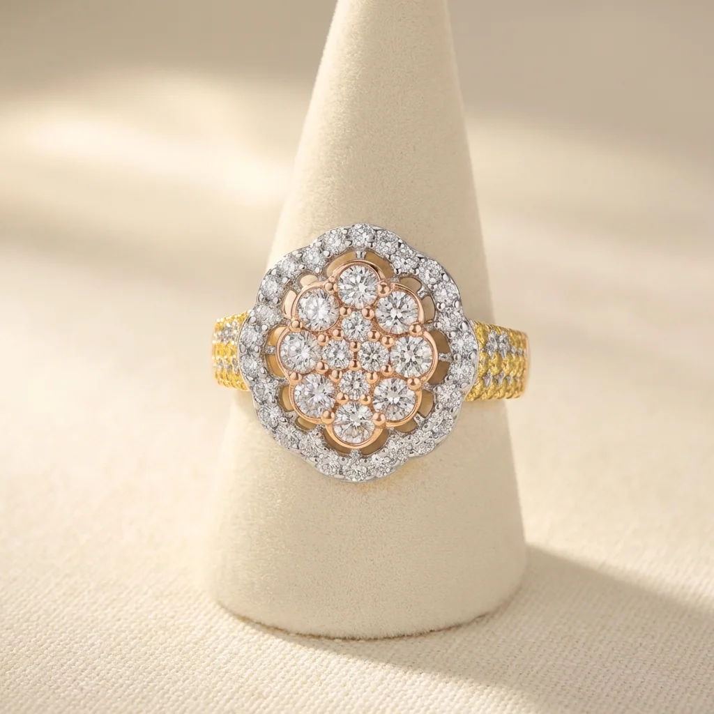 Elodie Floral Cocktail Ring, view 6 — House of Mina