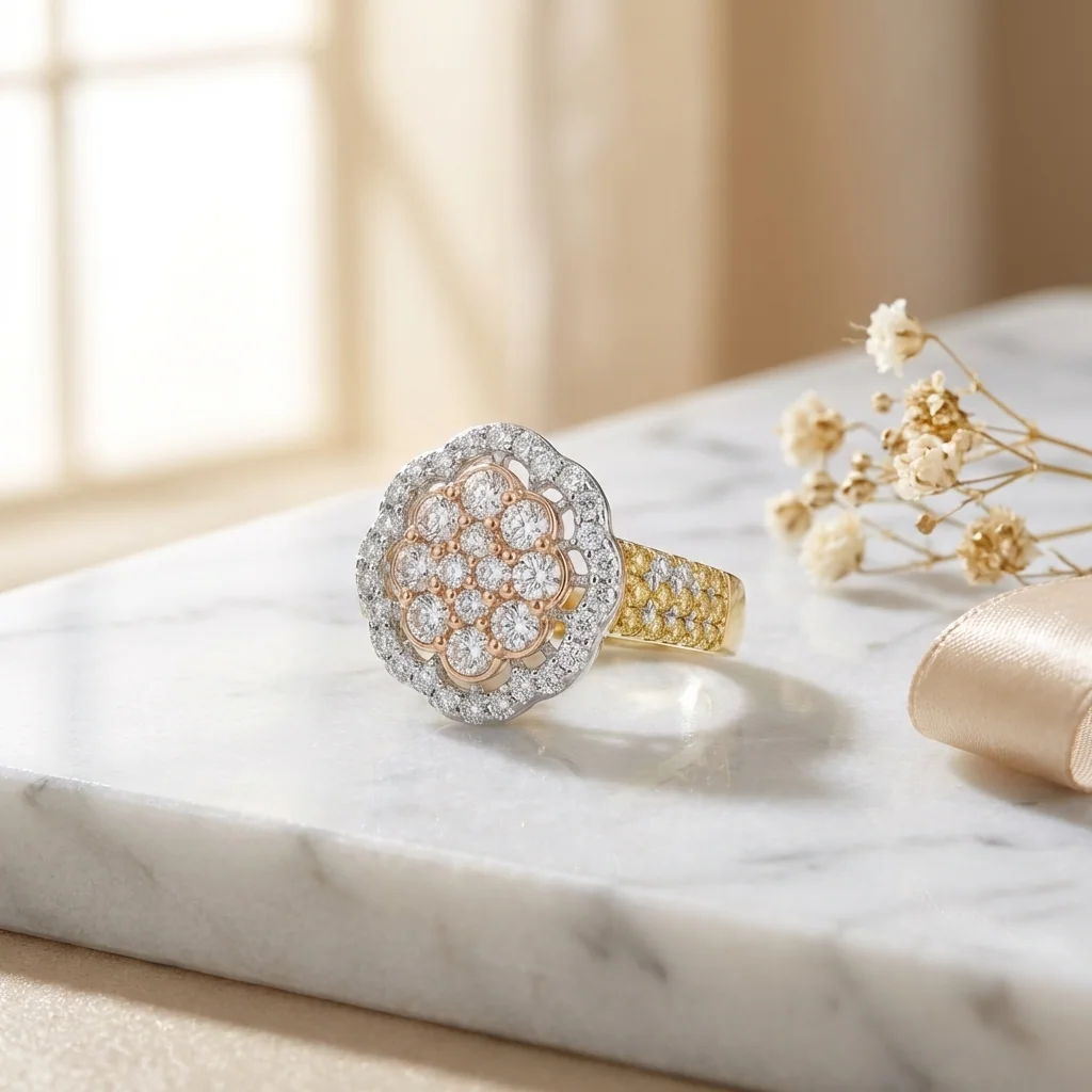 Elodie Floral Cocktail Ring, view 7 — House of Mina