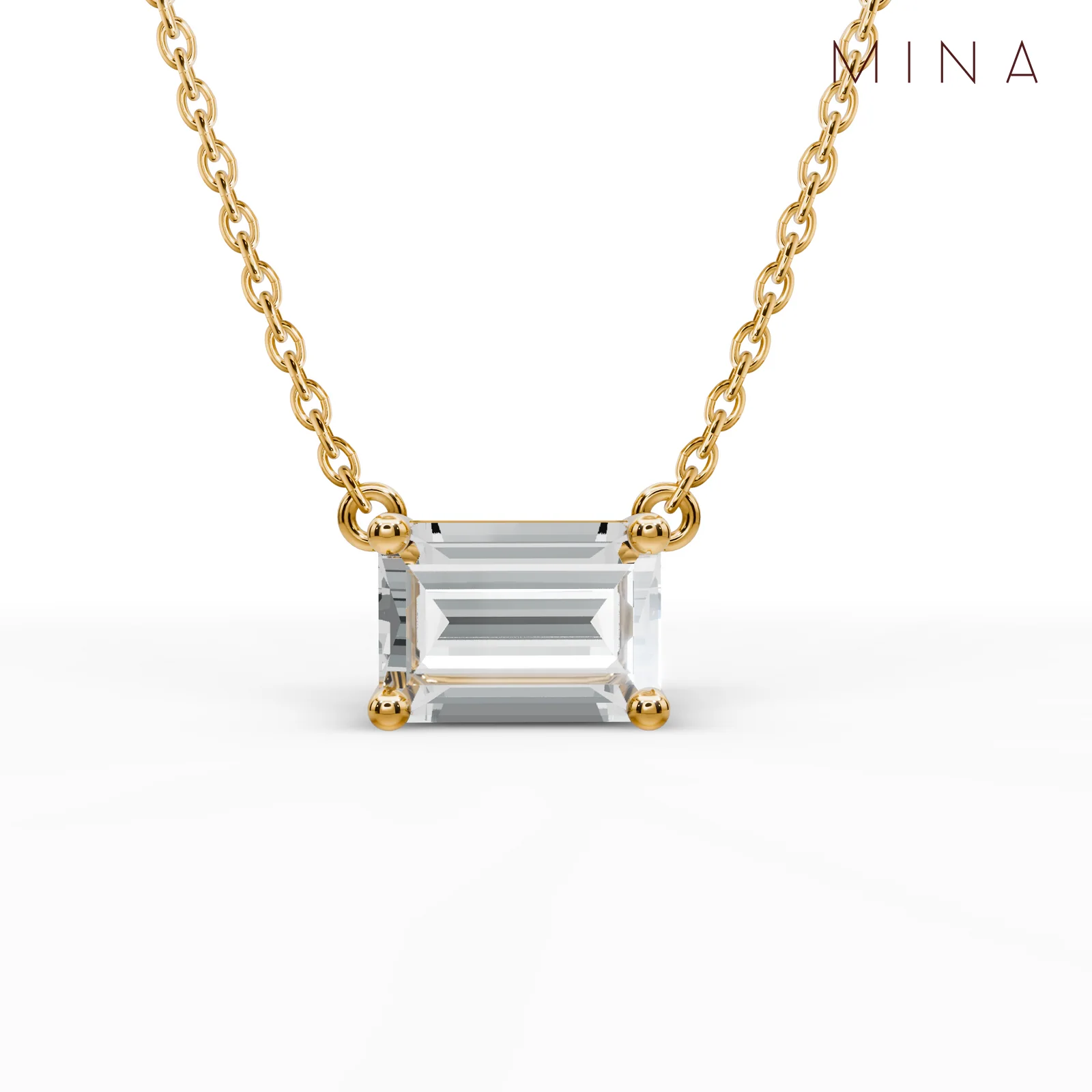 Emerald Cut Pendant Necklace, view 1 — House of Mina