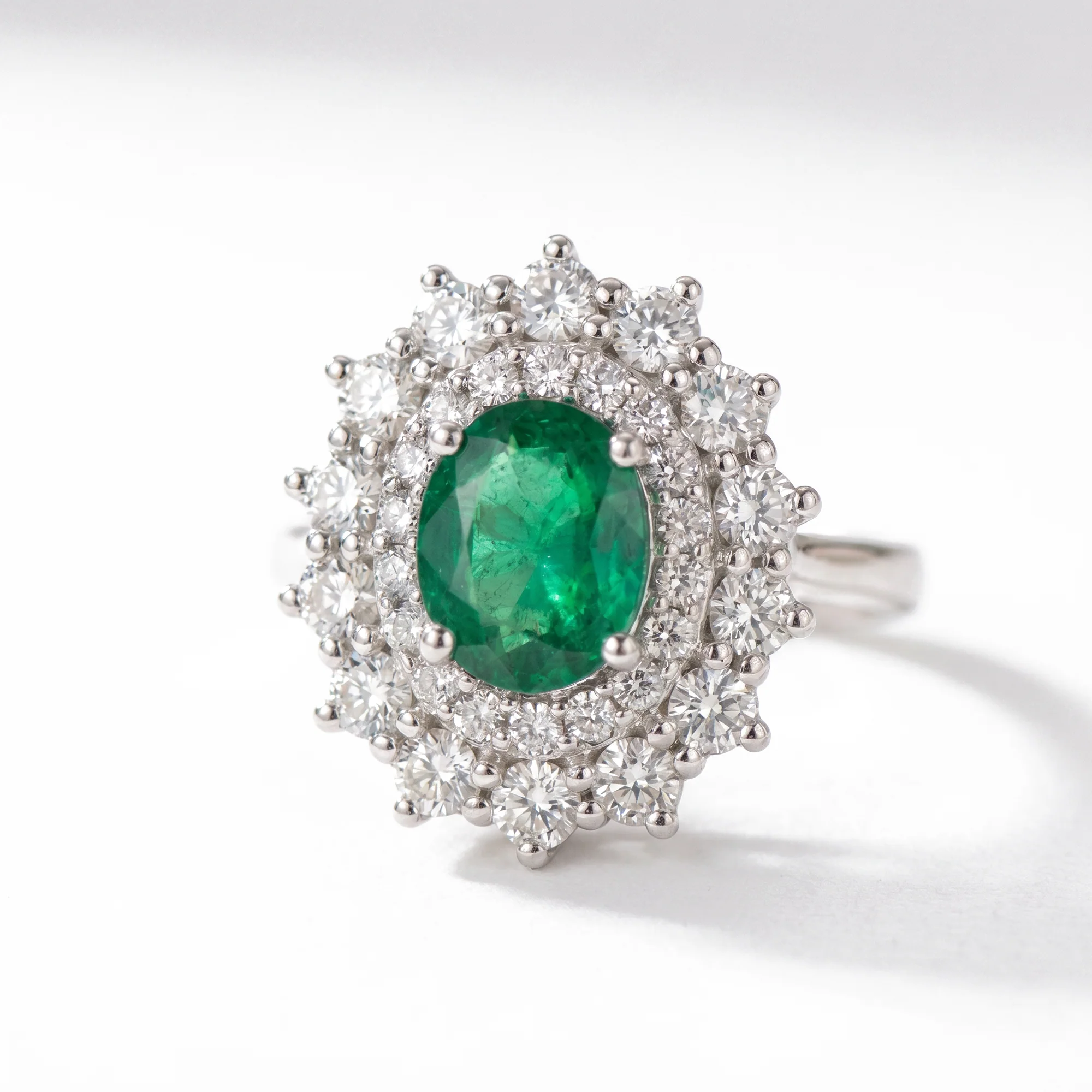Emerald Double Halo Ring