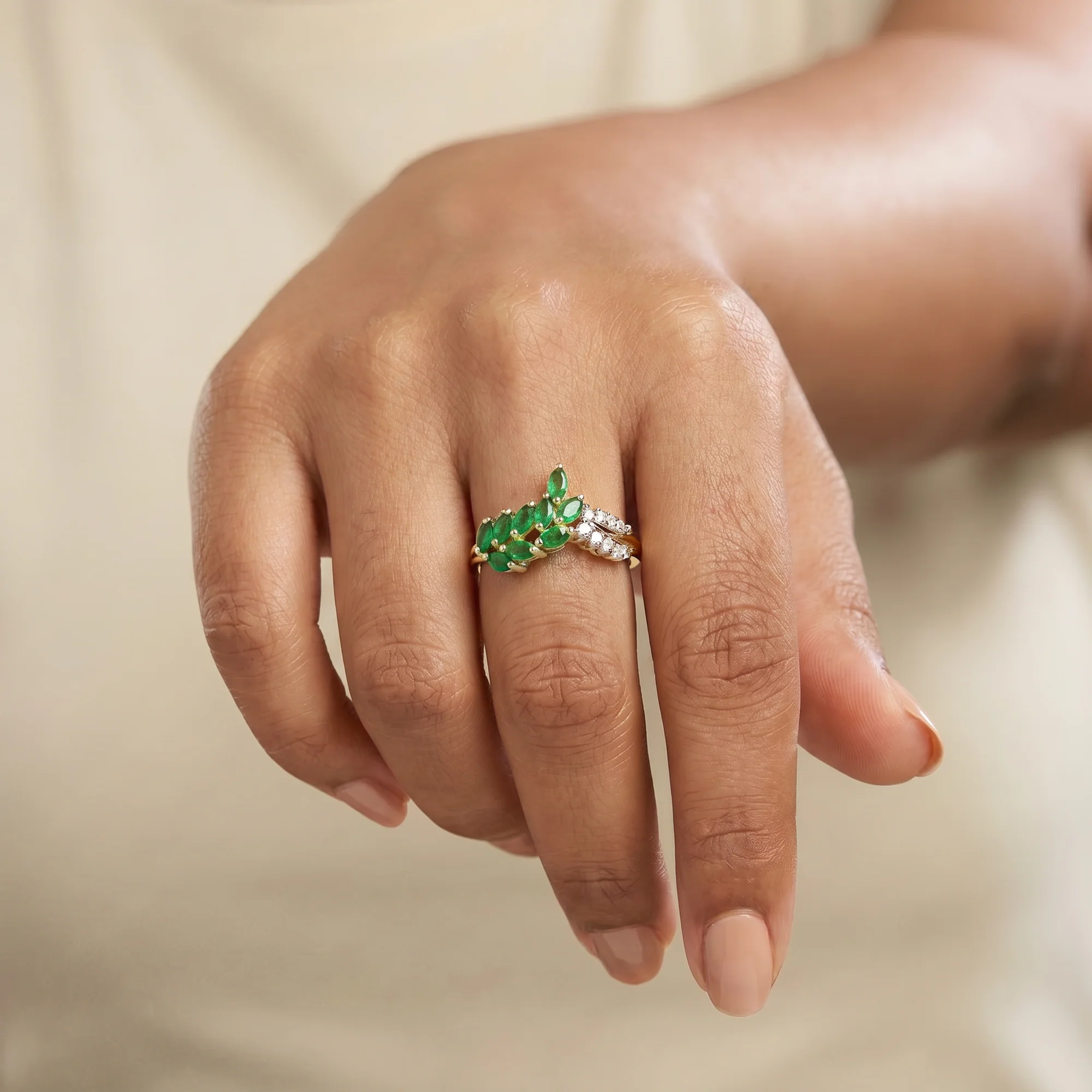 Emerald Vine Ring, view 2 — House of Mina
