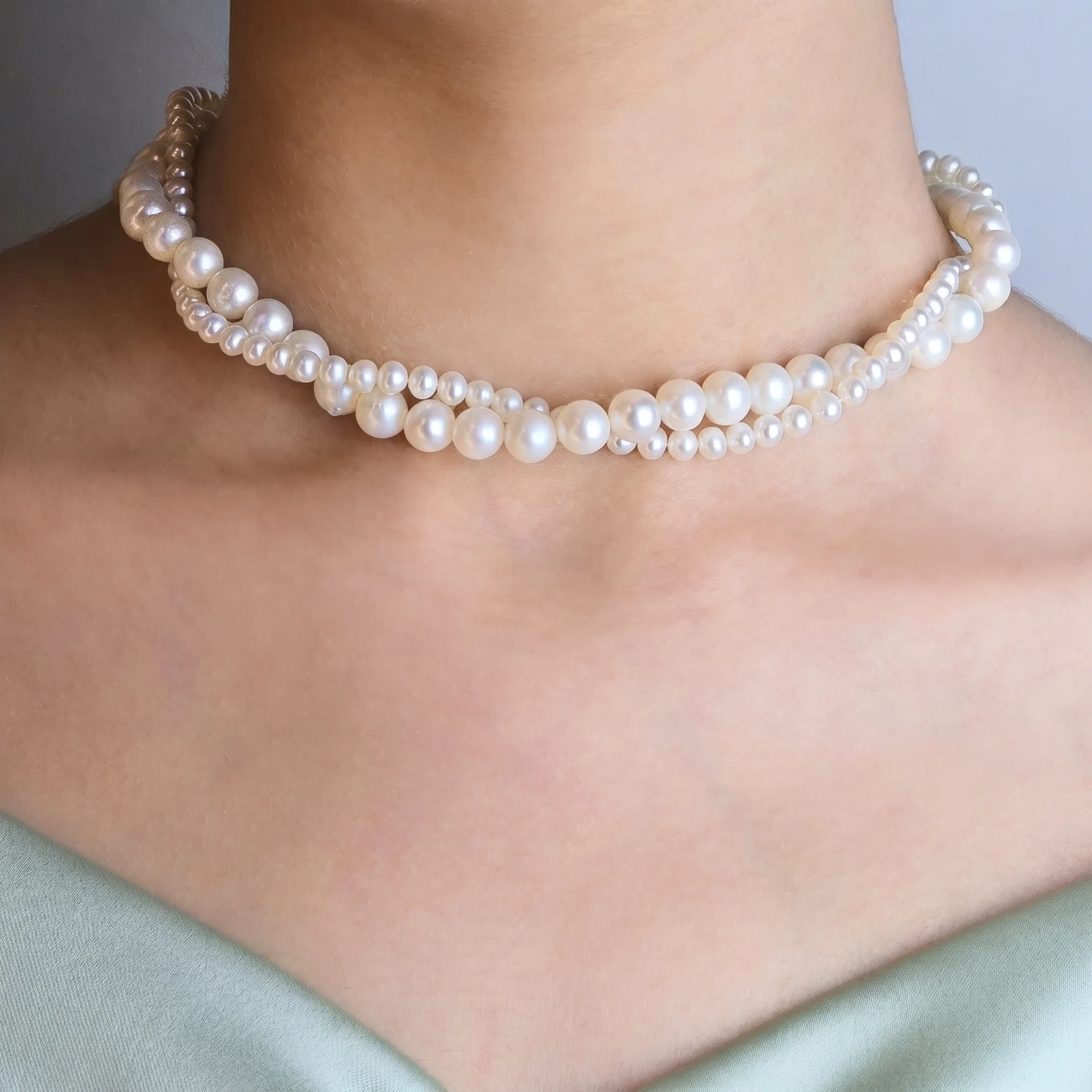 Entwined Pearl Necklace, view 2 — House of Mina