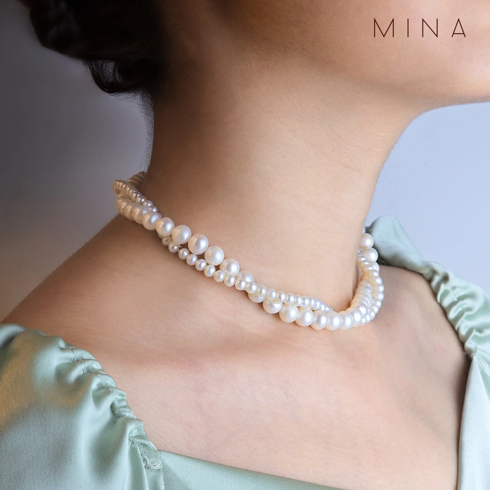 Entwined Pearl Necklace, view 4 — House of Mina