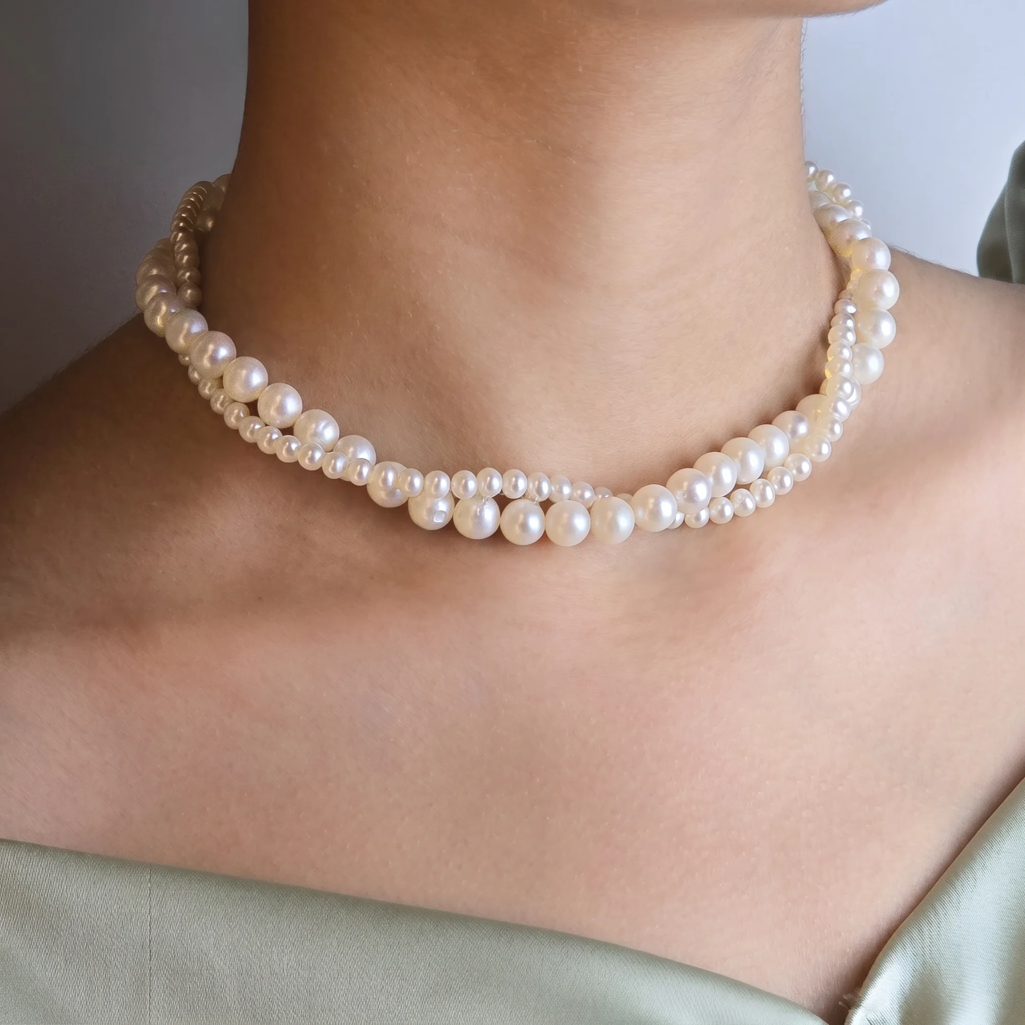 Entwined Pearl Necklace, view 5 — House of Mina