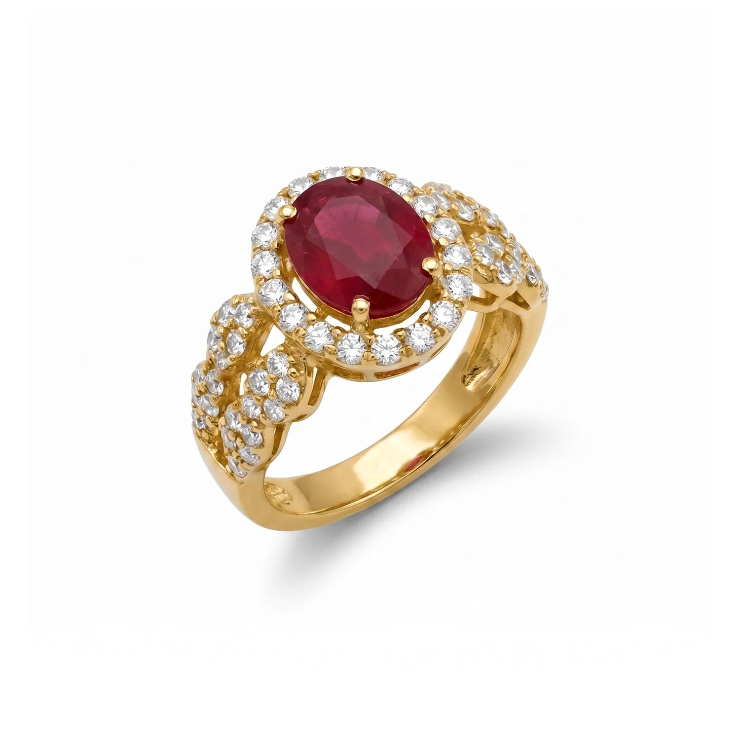Fiora Oval Halo Ring, view 2 — House of Mina