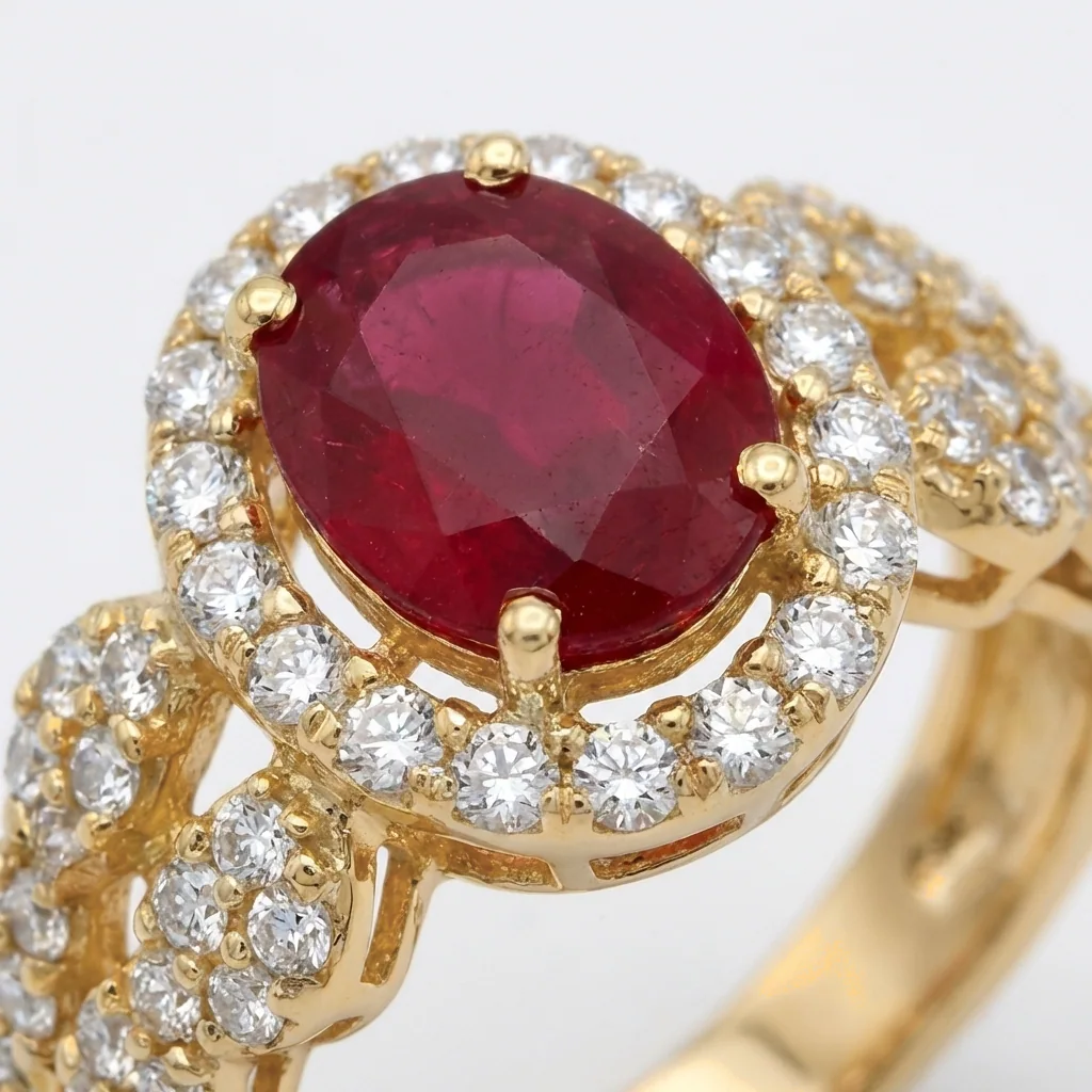 Fiora Oval Halo Ring, view 4 — House of Mina