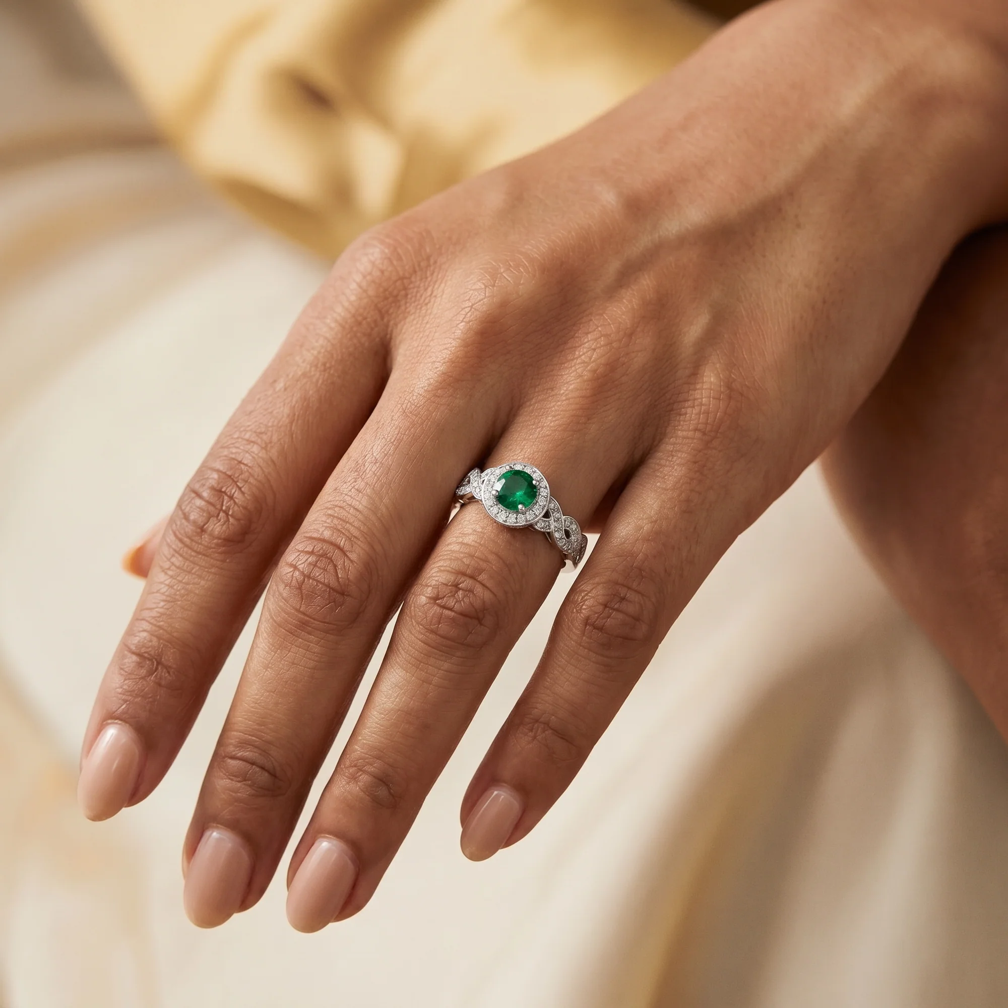 Ginevra Round Halo Ring, view 2 — House of Mina