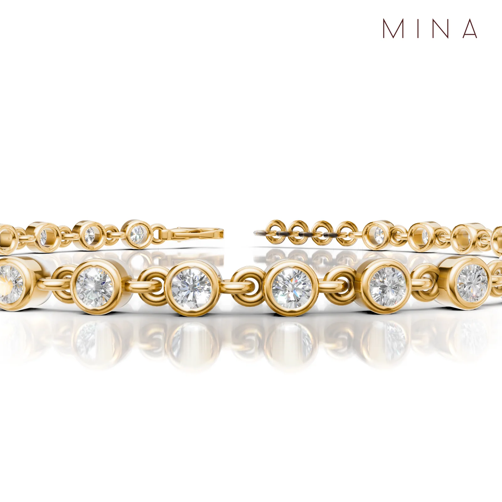Gold Tennis Bracelet, view 2 — House of Mina